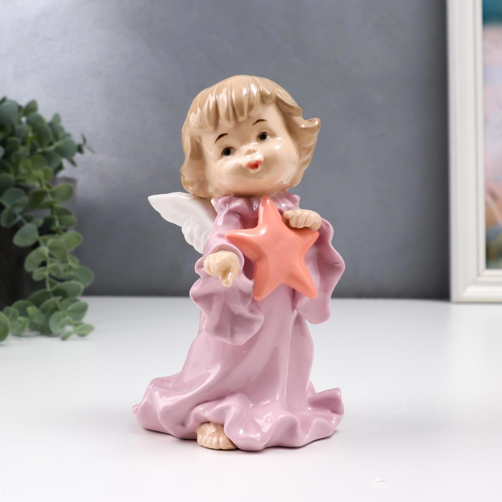 Изображение товара Ангелочек в розовом платье SIMALAND, 15 см — керамическая фигурка