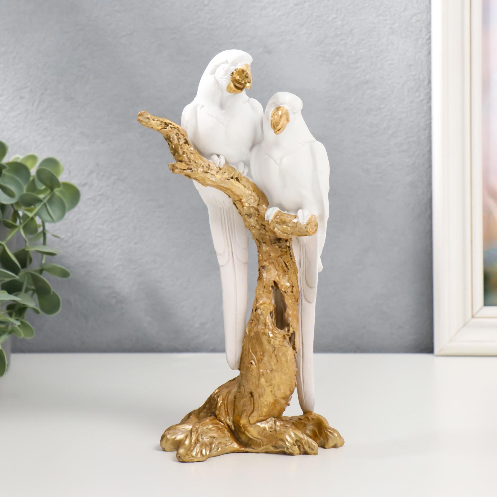 Изображение товара Фигурка сувенирная Simaland Белые попугаи Ара на золотом дереве 23x6.5x12 см