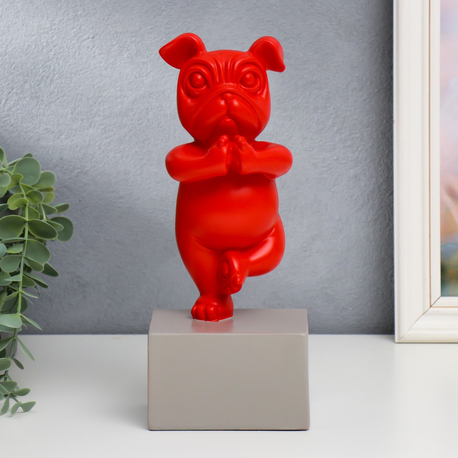 Изображение товара Фигурка сувенирная Simaland "Бульдог йога" красный 25x8x10.5 см