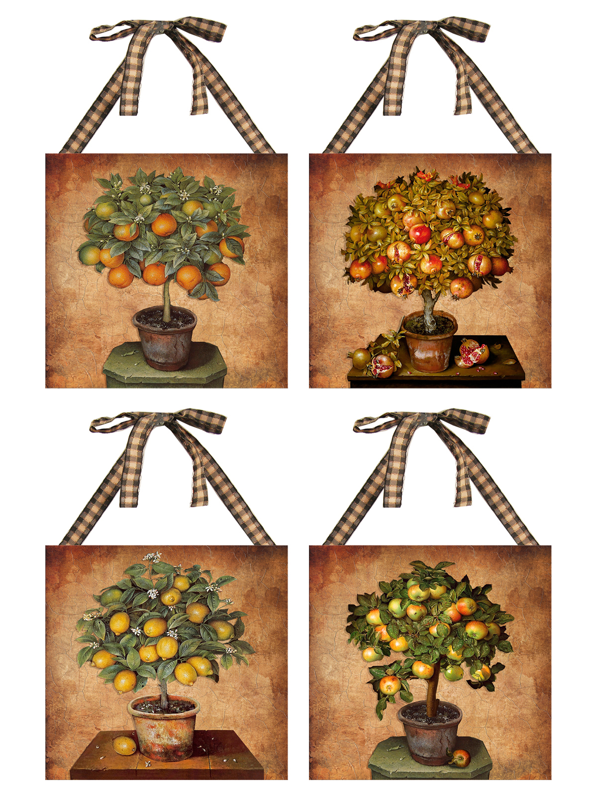 Изображение товара Настенный декор Elenadecor Четыре панно Фруктовый сад