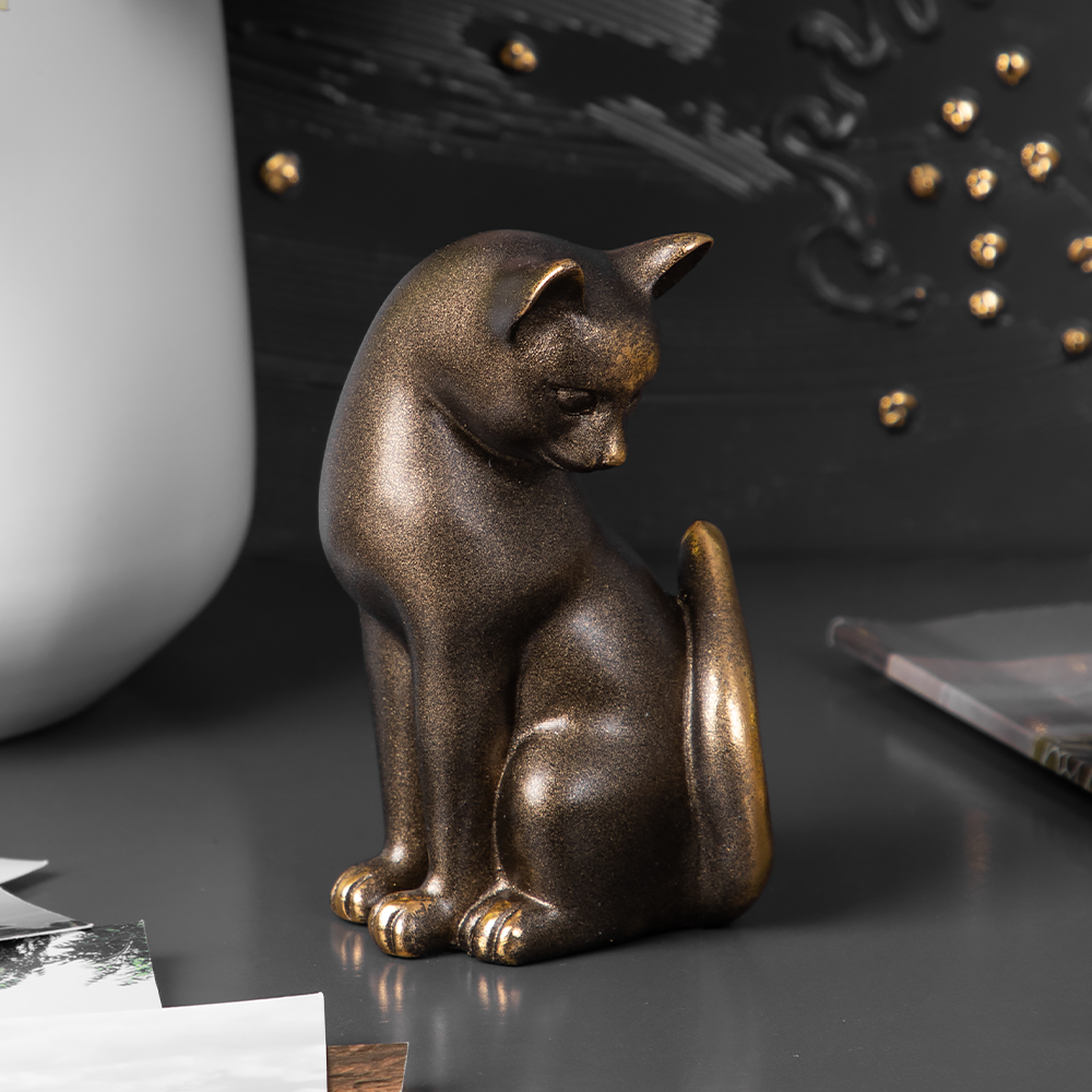 Изображение товара Статуэтка из мрамора Bogacho Кошка Грация бронзового цвета