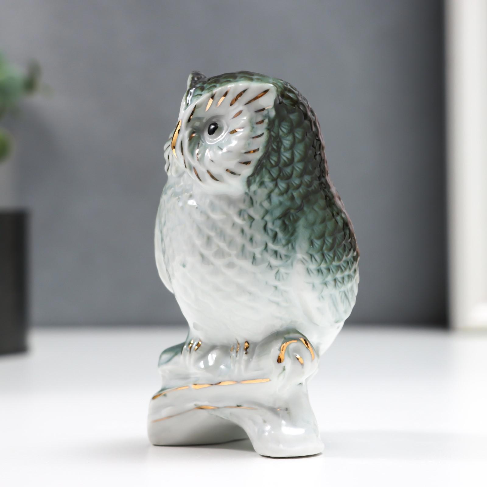 Изображение товара Сувенир Simaland Серый филин на ветке с золотом 12x7.5x7 см