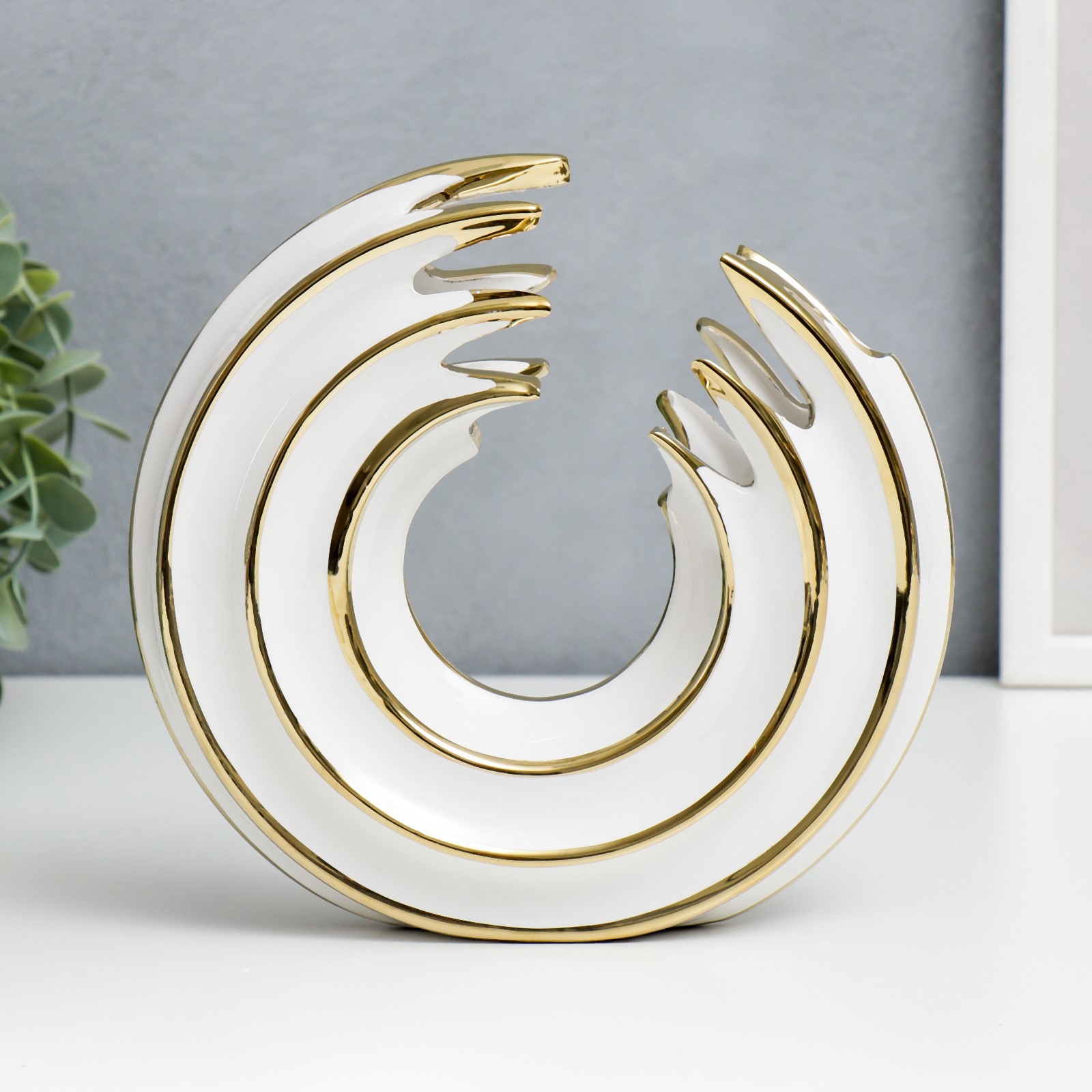 Изображение товара Сувенир Simaland Абстракция Водоворот белый с золотом 20x20 см