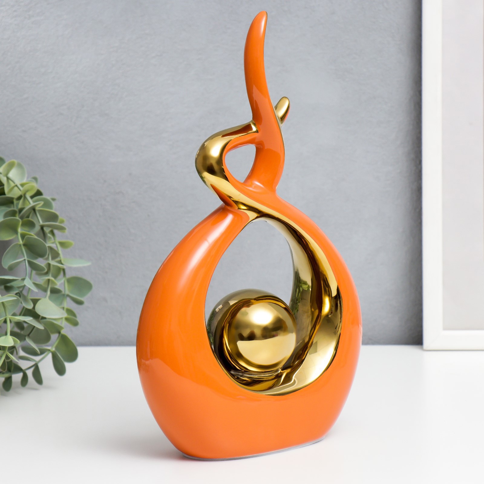 Изображение товара Сувенир Simaland Абстракция Прикосновение Шар, оранжевый с золотом