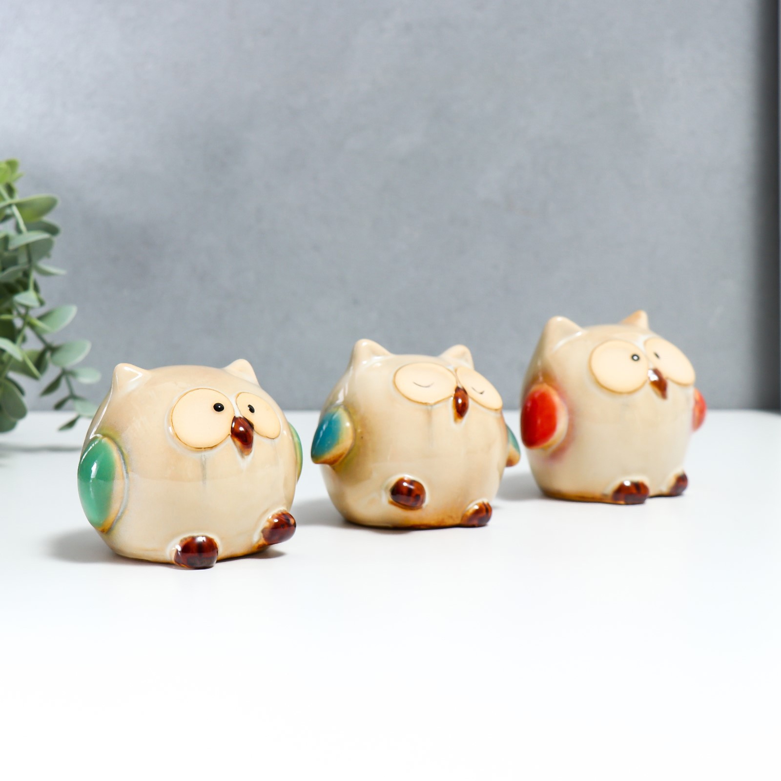 Изображение товара Сувенир Simaland Смешные совята набор 3 шт 8x6.5x9.5 см