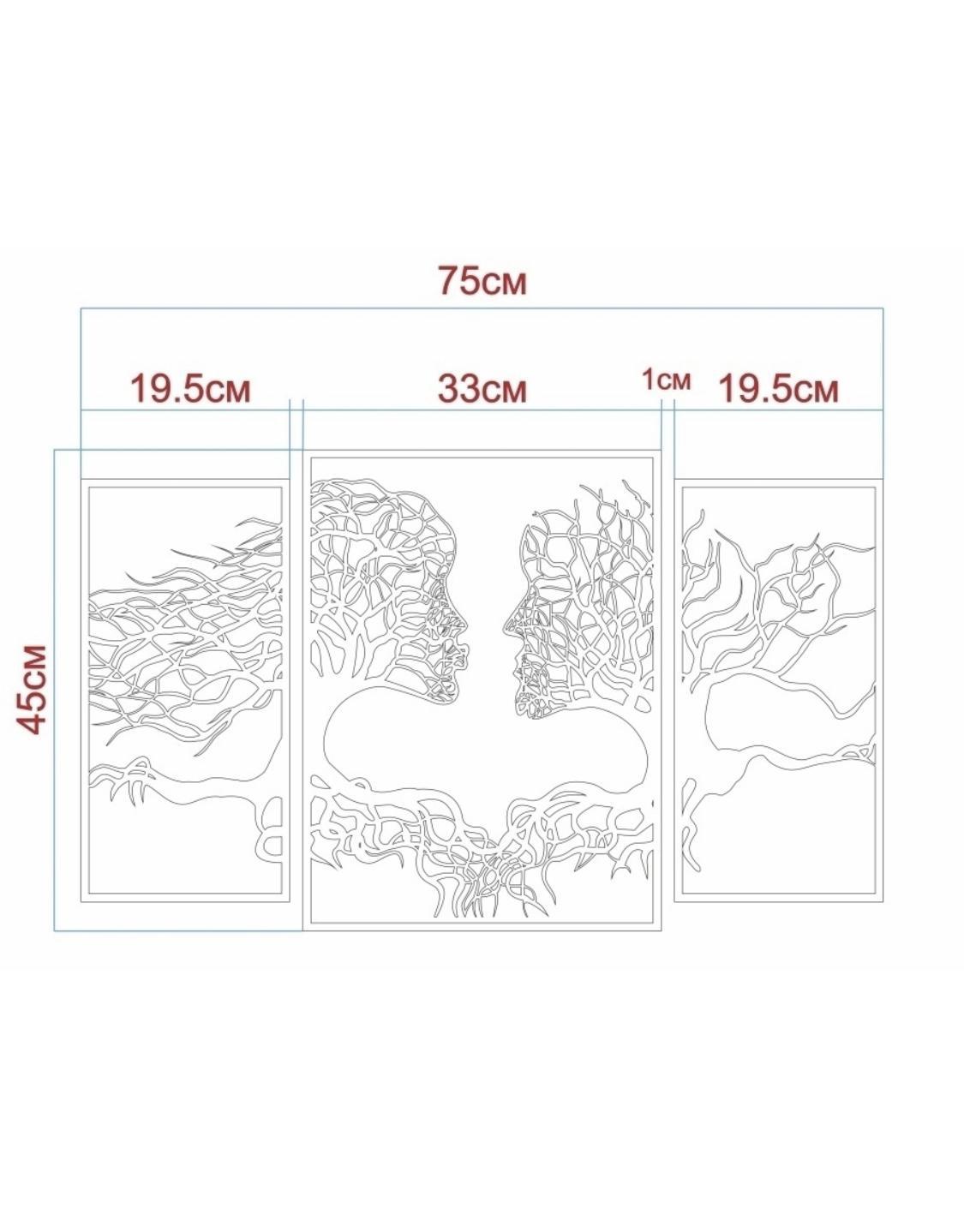Изображение товара Декоративное деревянное панно ArtCore "Лица" малое цвет серый