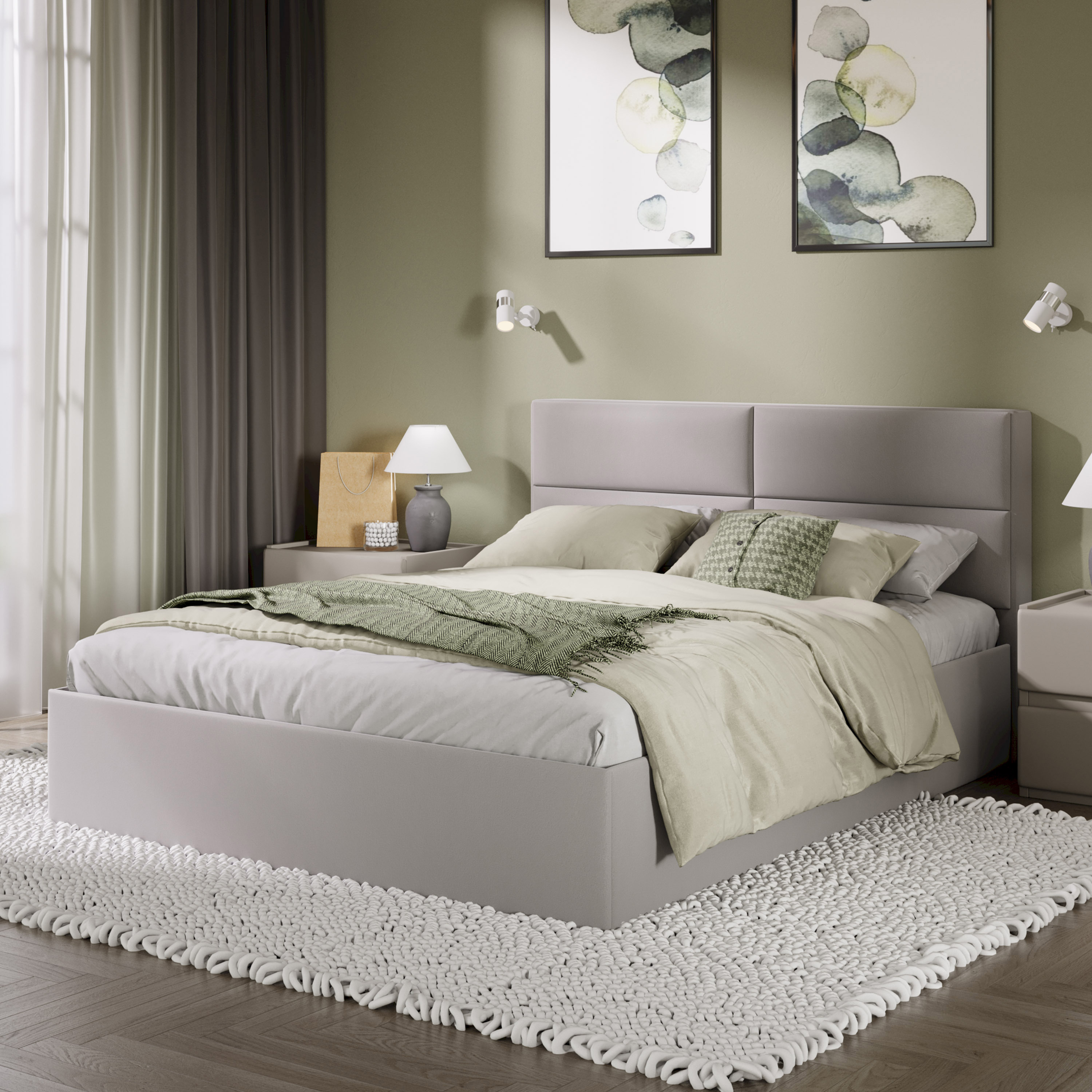 Изображение товара Кровать Трия Глосс 232425 160x200 см серый велюр современная спальня