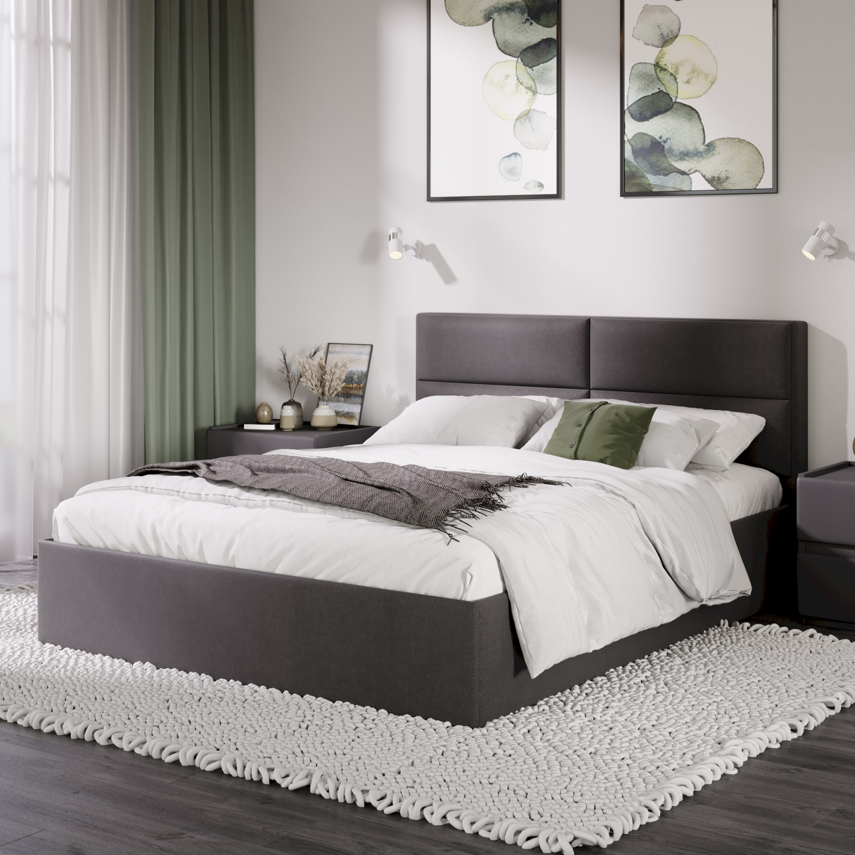 Изображение товара Кровать Трия Глосс 160x200 см из ЛДСП с подъемным механизмом и мягкой спинкой