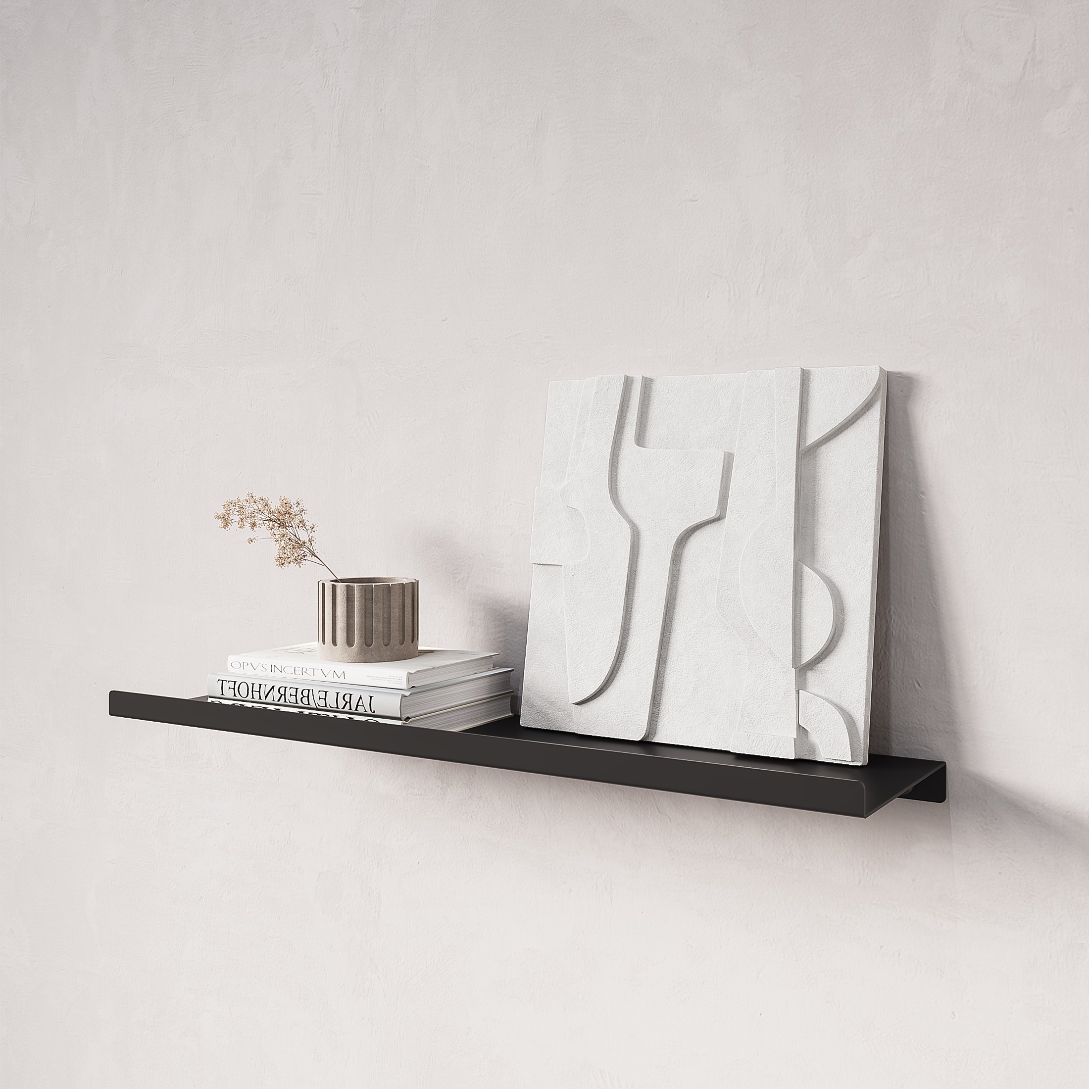 Изображение товара Полка настенная 44x12 см со скрытым креплением металл цвет черный