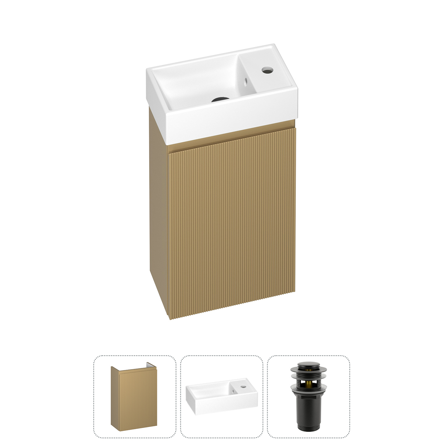 Изображение товара Тумба с раковиной подвесная Wellsee WC Area 20216829R с донным клапаном цвет бежевый