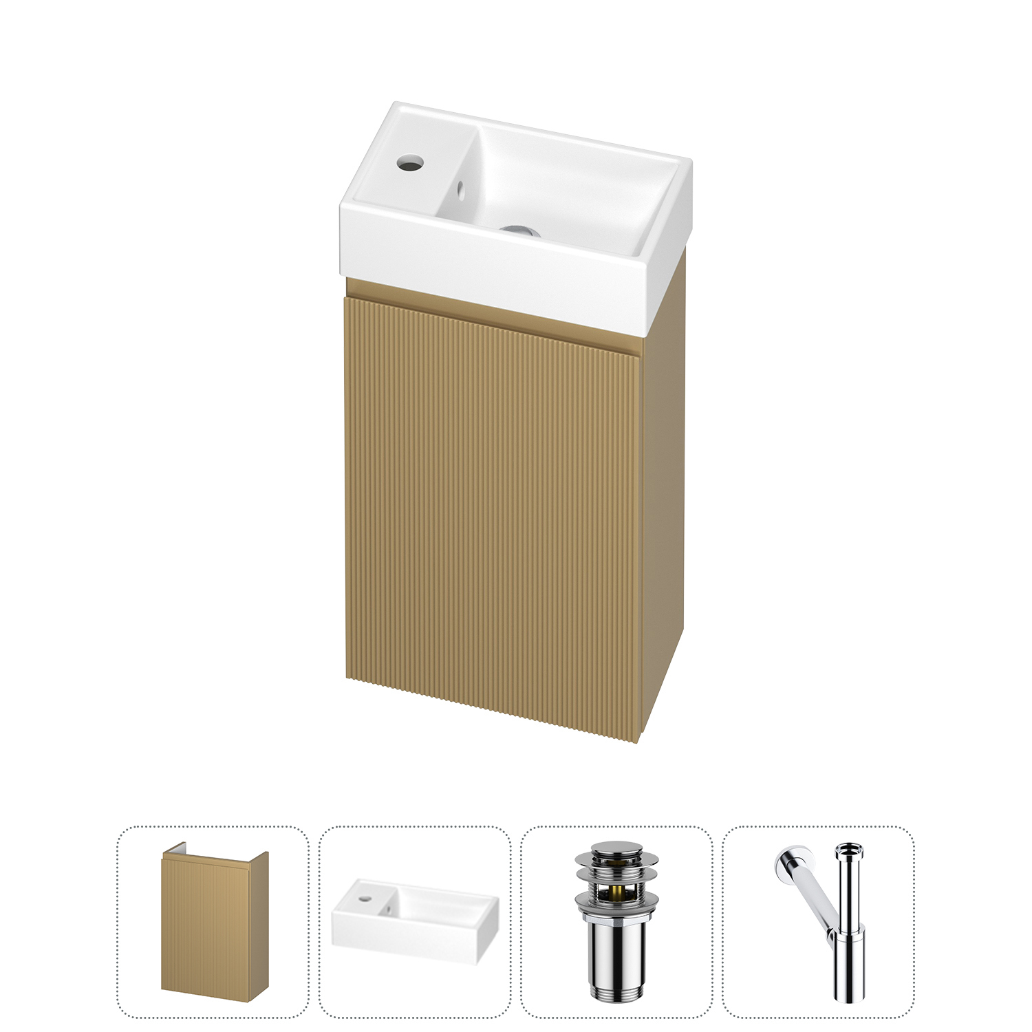 Изображение товара Тумба с раковиной Wellsee WC Area 40 см бежевый подвесная с донным клапаном сифоном