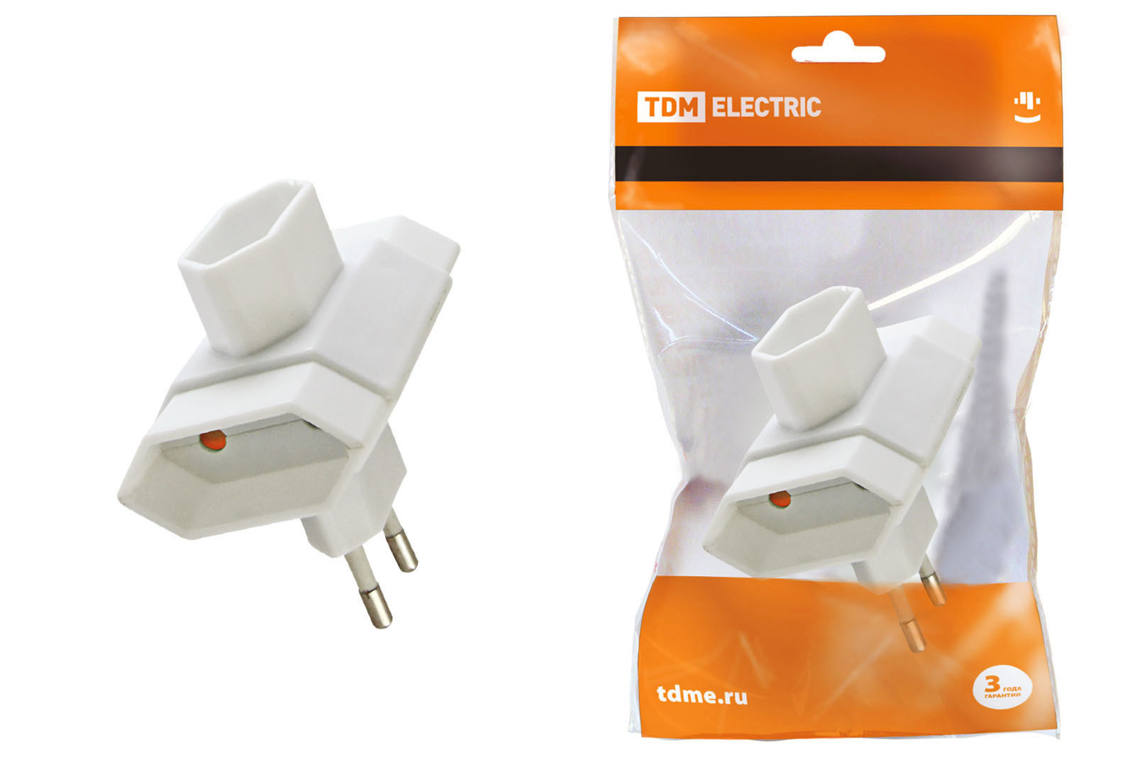 Изображение товара Разветвитель Tdm electric SQ1806-0207 3 розетки без заземления 2.5 А цвет белый