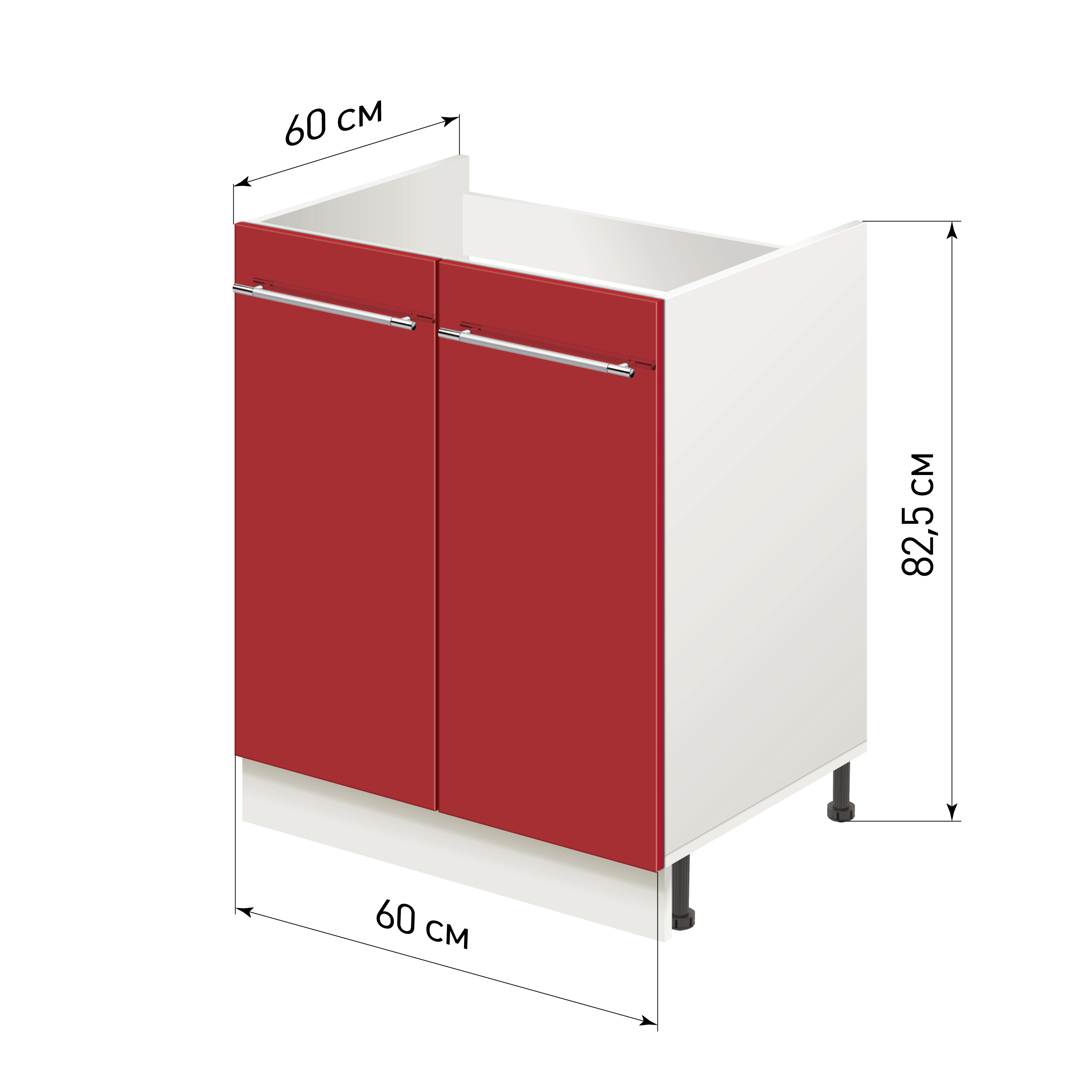 Изображение товара Напольный шкаф Лидер Modern Alto ~~ Модерн altoTP6060_KRGL 60x82x60 см ЛДСП цвет красный