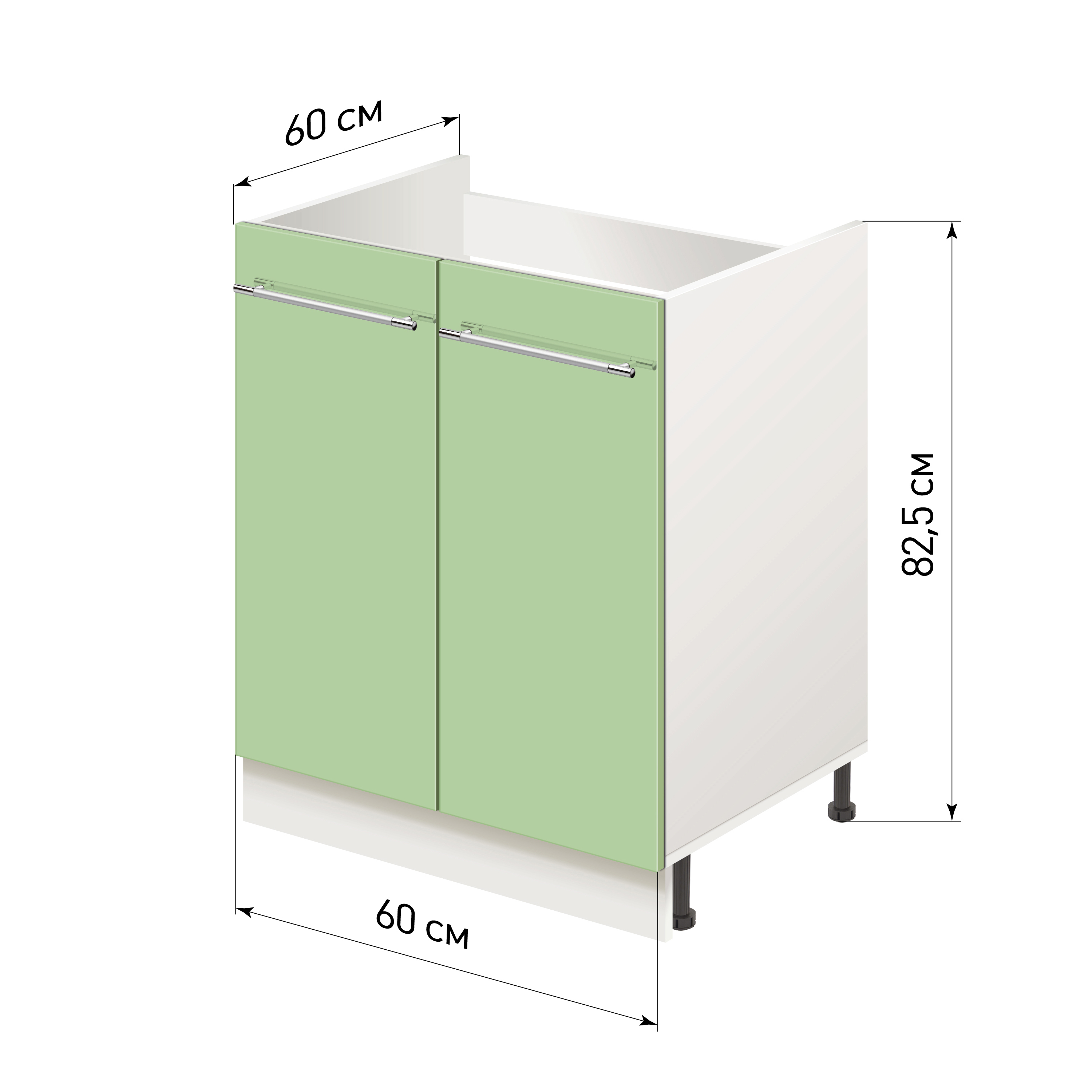 Изображение товара Напольный шкаф под мойку Alto 60x82x60 фисташковый глянцевый модерн ЛИДЕР