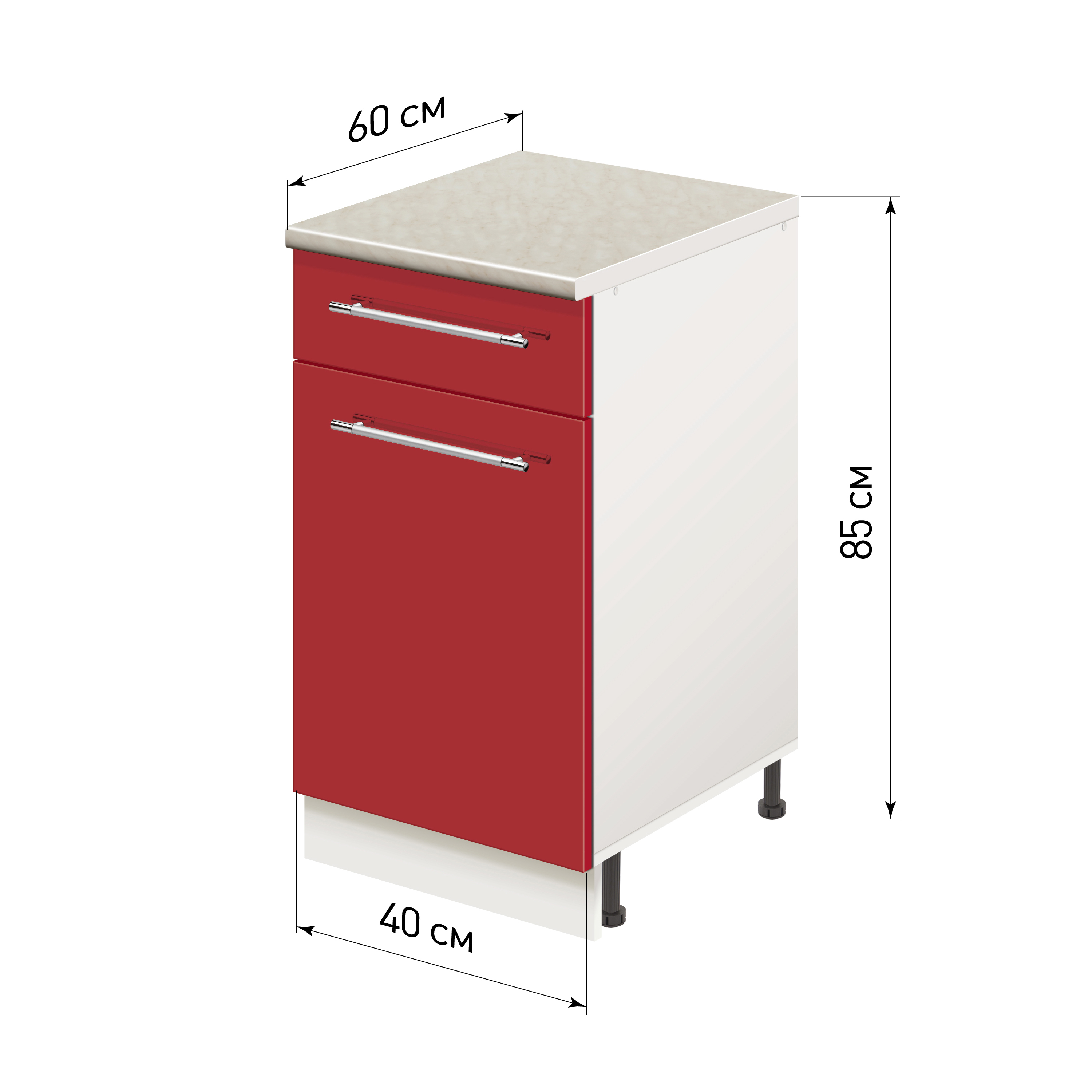 Изображение товара Напольный шкаф Лидер Modern Alto 40х85х60 см красный глянец кухня мебель