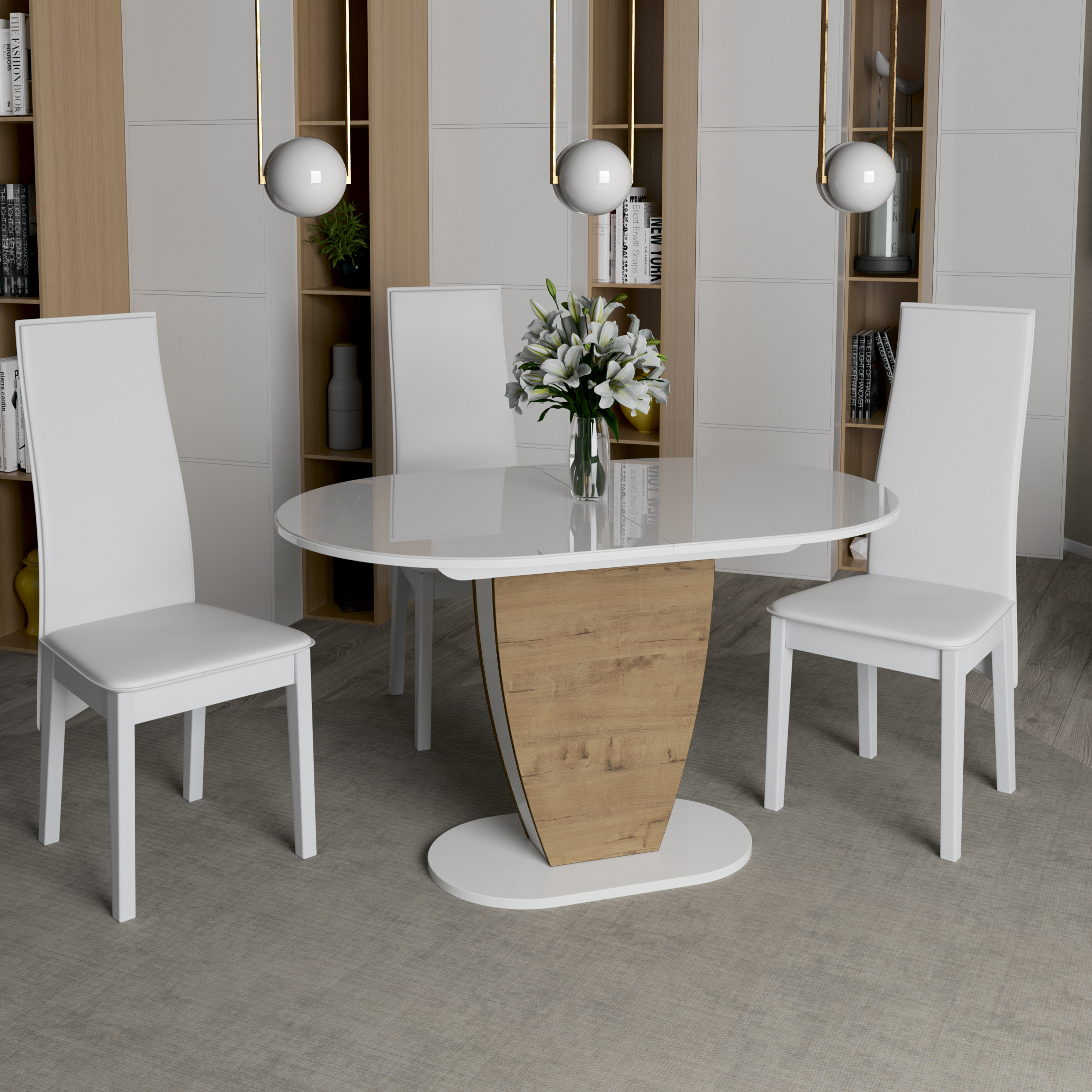 Изображение товара Кухонный раскладной стол Монреаль 130-161.5x80 см белый дизайн современный