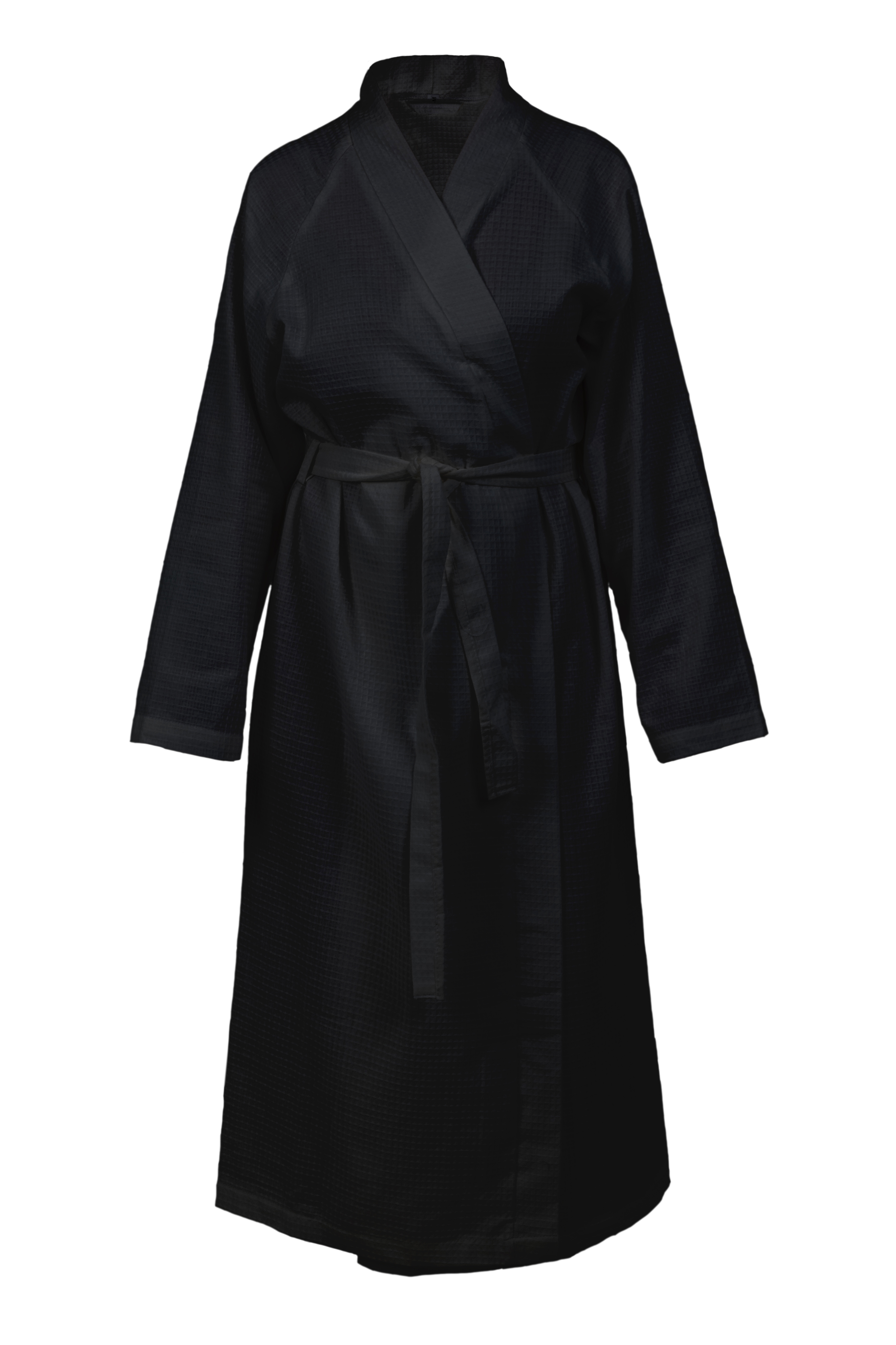 Изображение товара Халат Дом снов Enna универсальный вафельный без капюшона черный размер L-XL