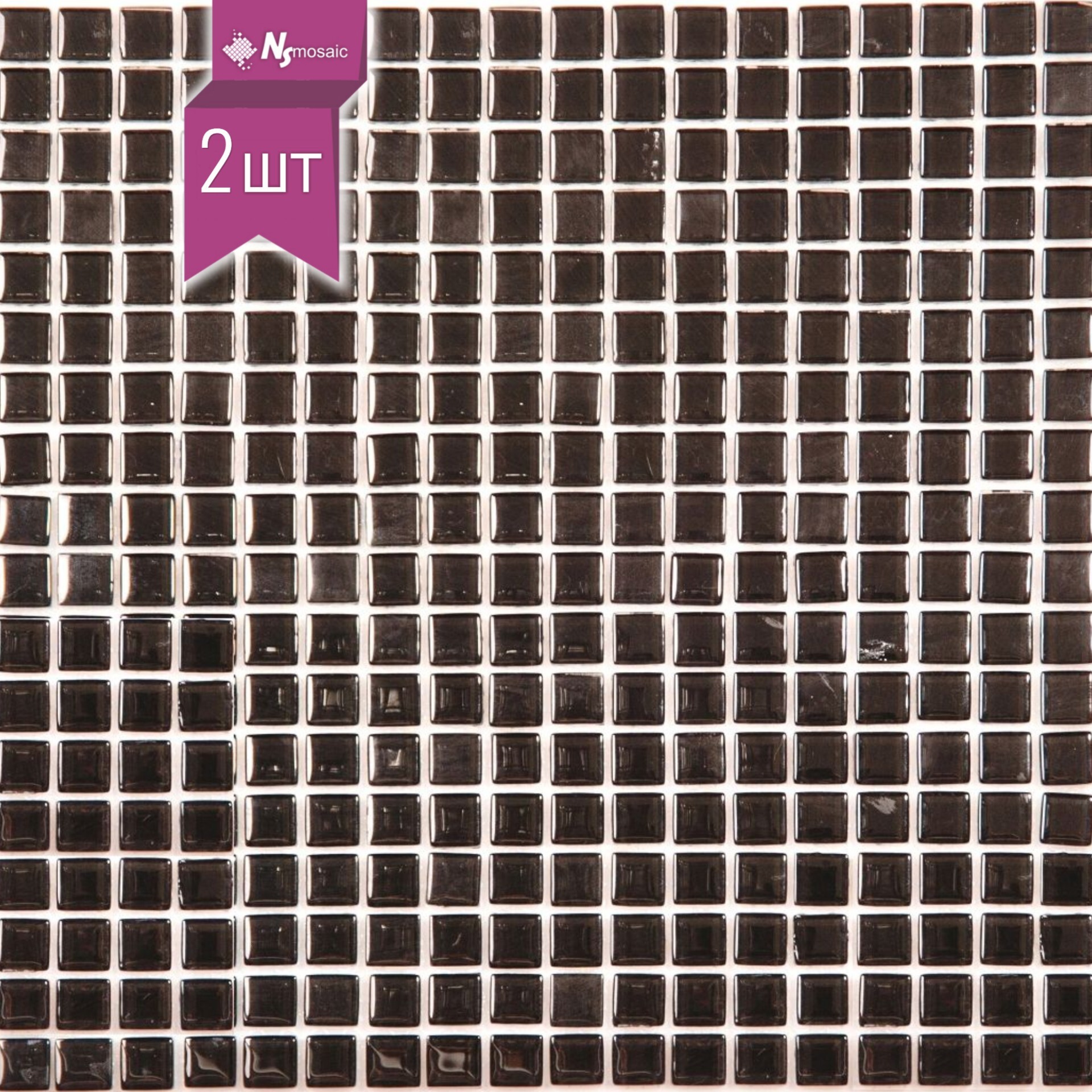 Изображение товара Декоративная стеклянная мозаика Nsmosaic JP-405 черная 2 шт 30.50х30.50 см
