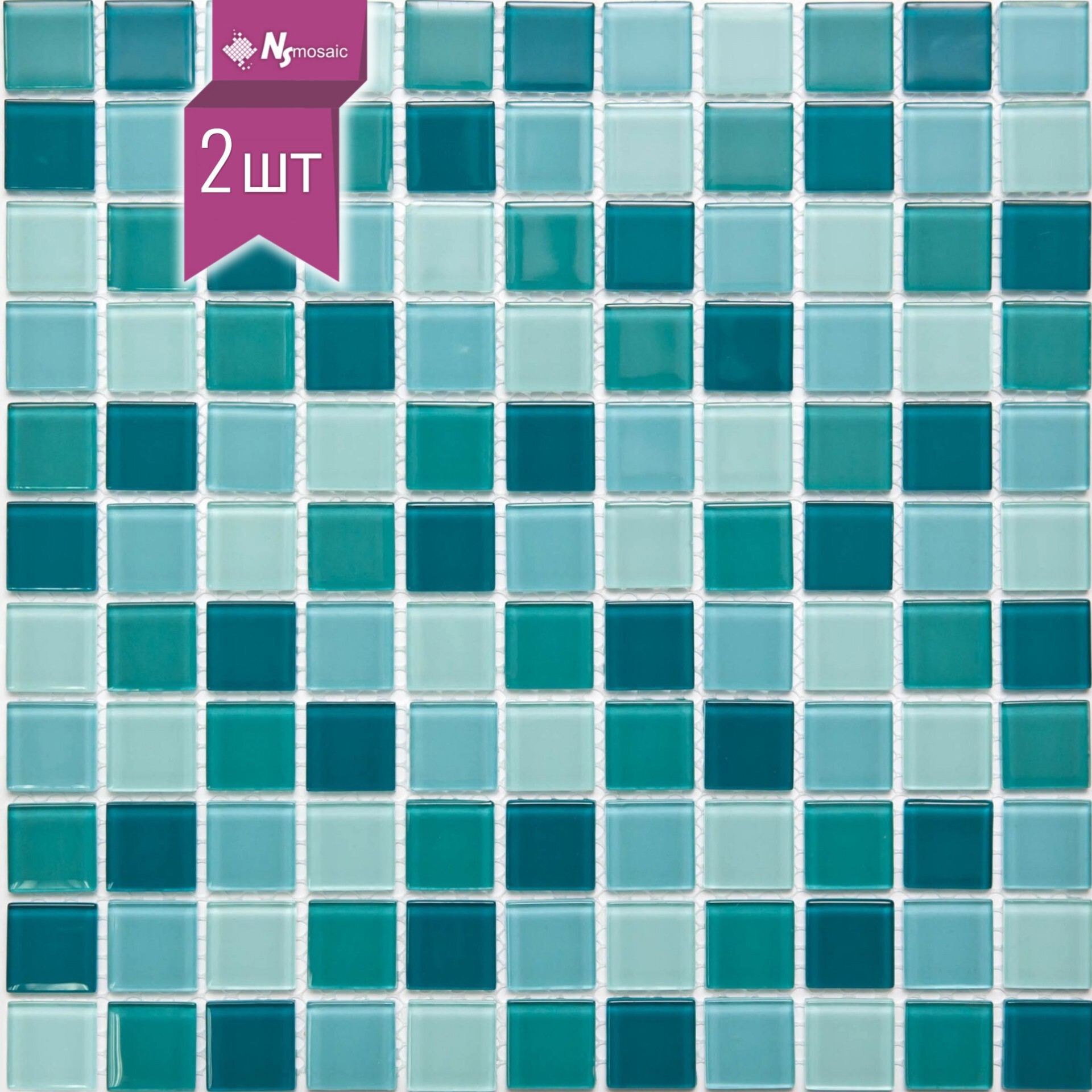 Изображение товара Декоративная мозаика Nsmosaic S-464 30x30 см бирюзовые оттенки для внутренних и внешних работ