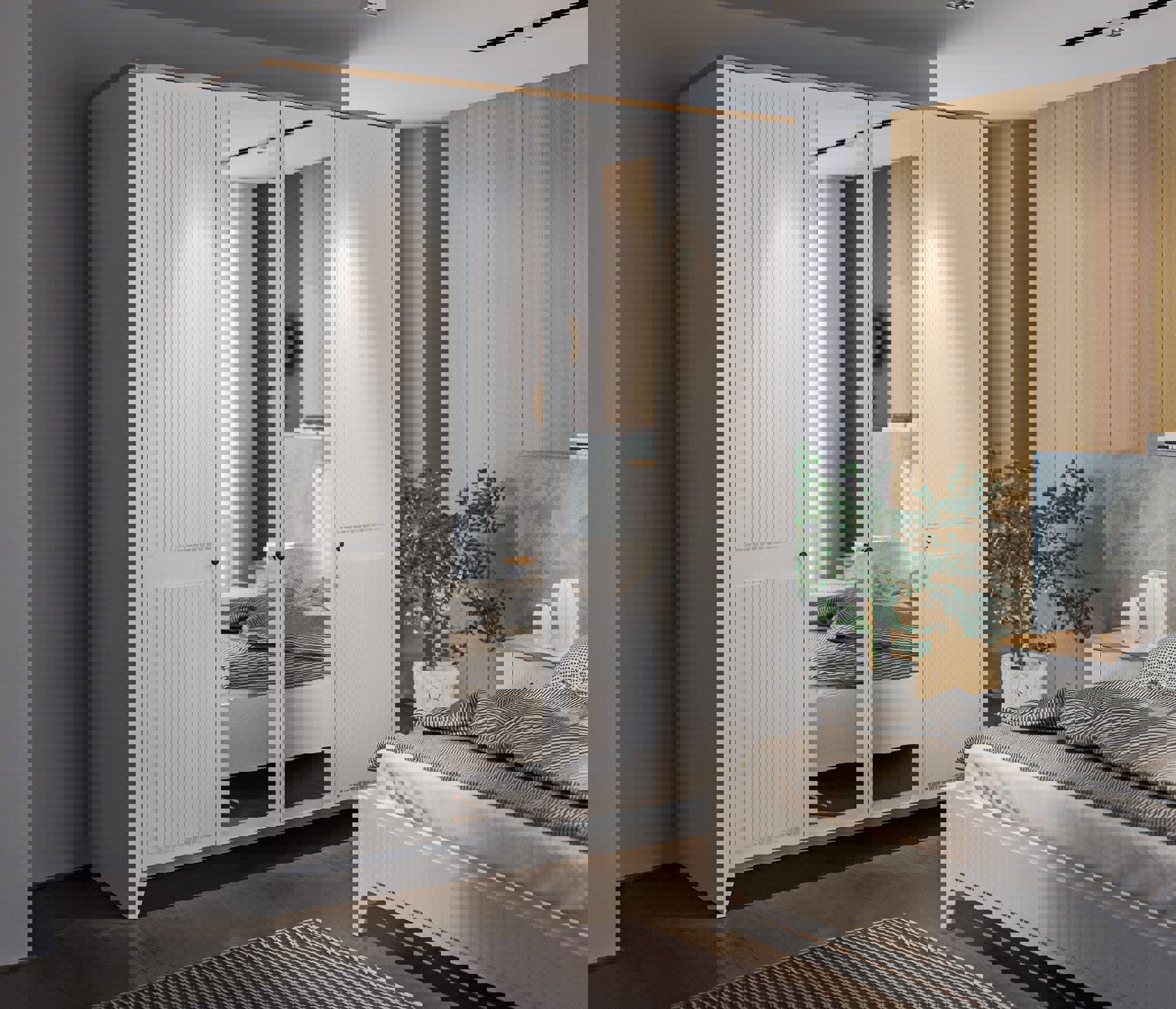 Изображение товара Шкаф Столплит 2024354300000 184x223x58 см ЛДСП цвет белый альпийский, дуб гамильтон/МДФ дуб белый