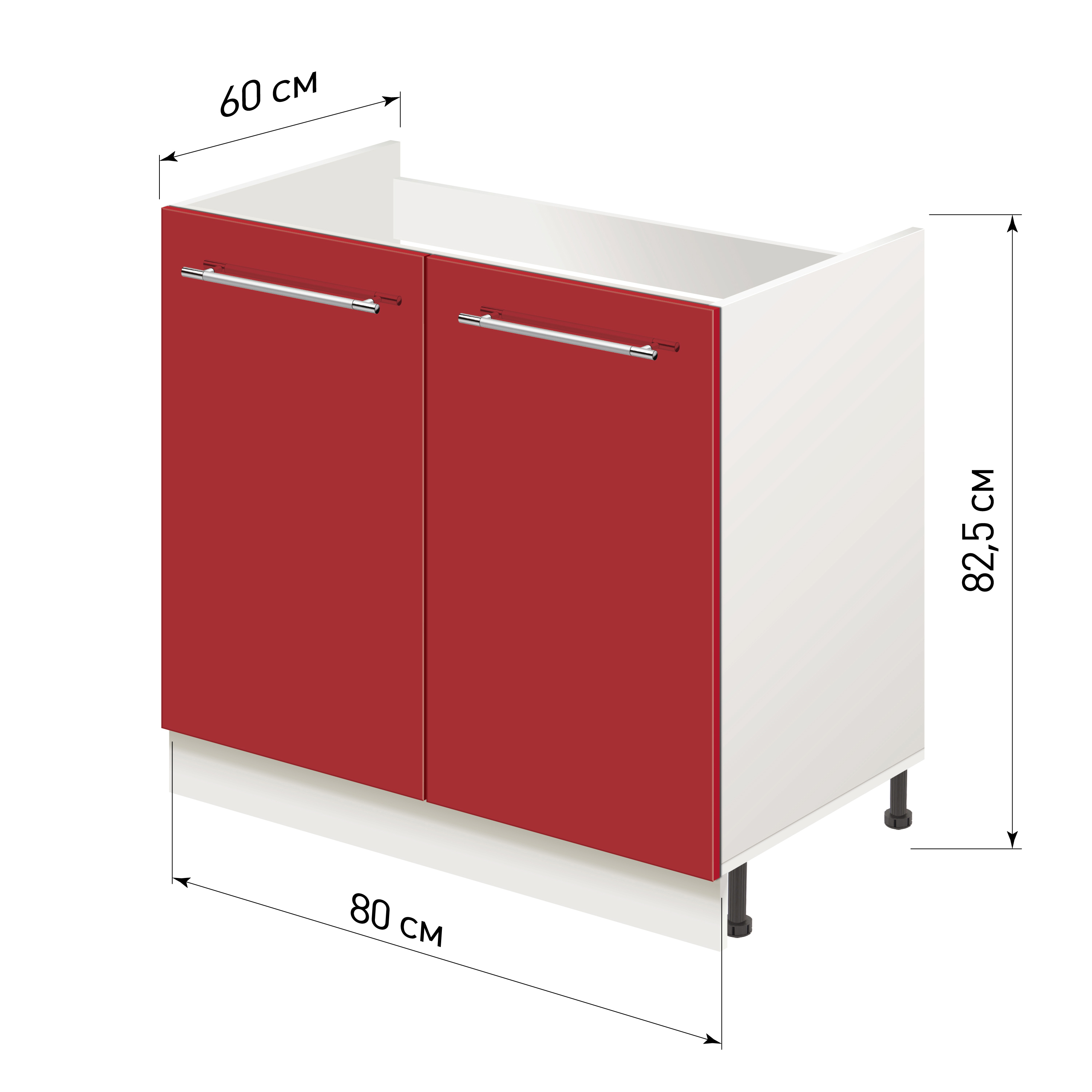 Изображение товара Напольный шкаф Лидер Modern Alto 80x82x60 см красный глянцевый