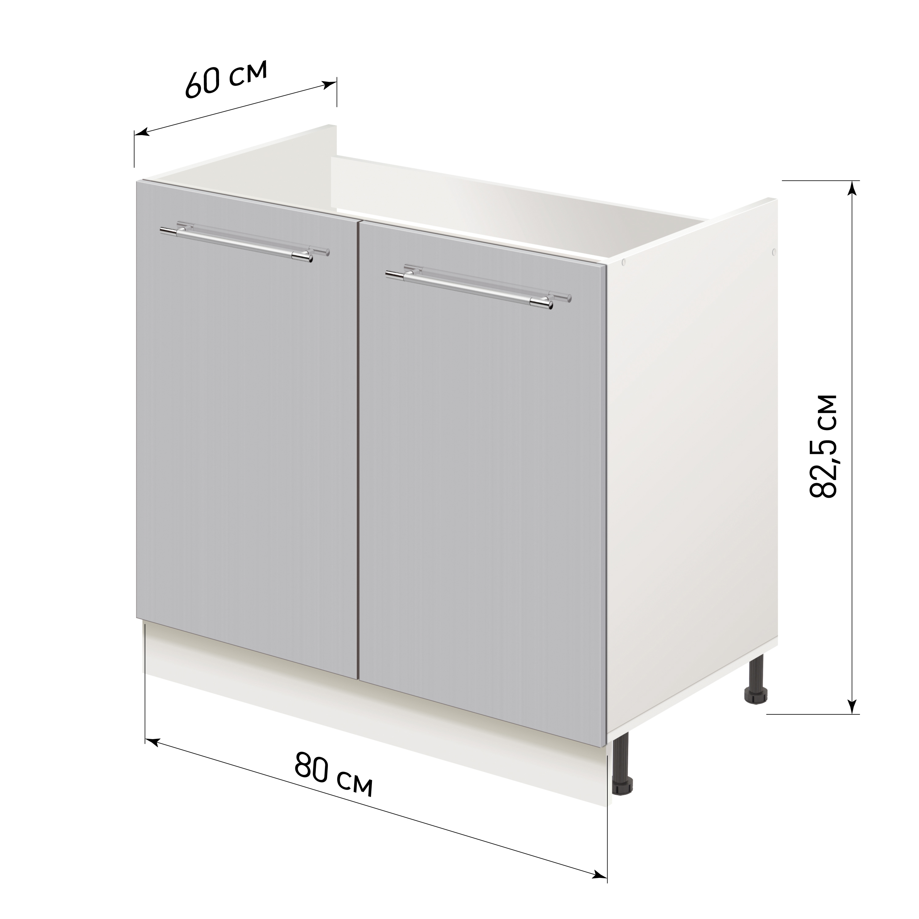Изображение товара Напольный шкаф Лидер Modern Alto — 80x82x60 см, глянец стальной