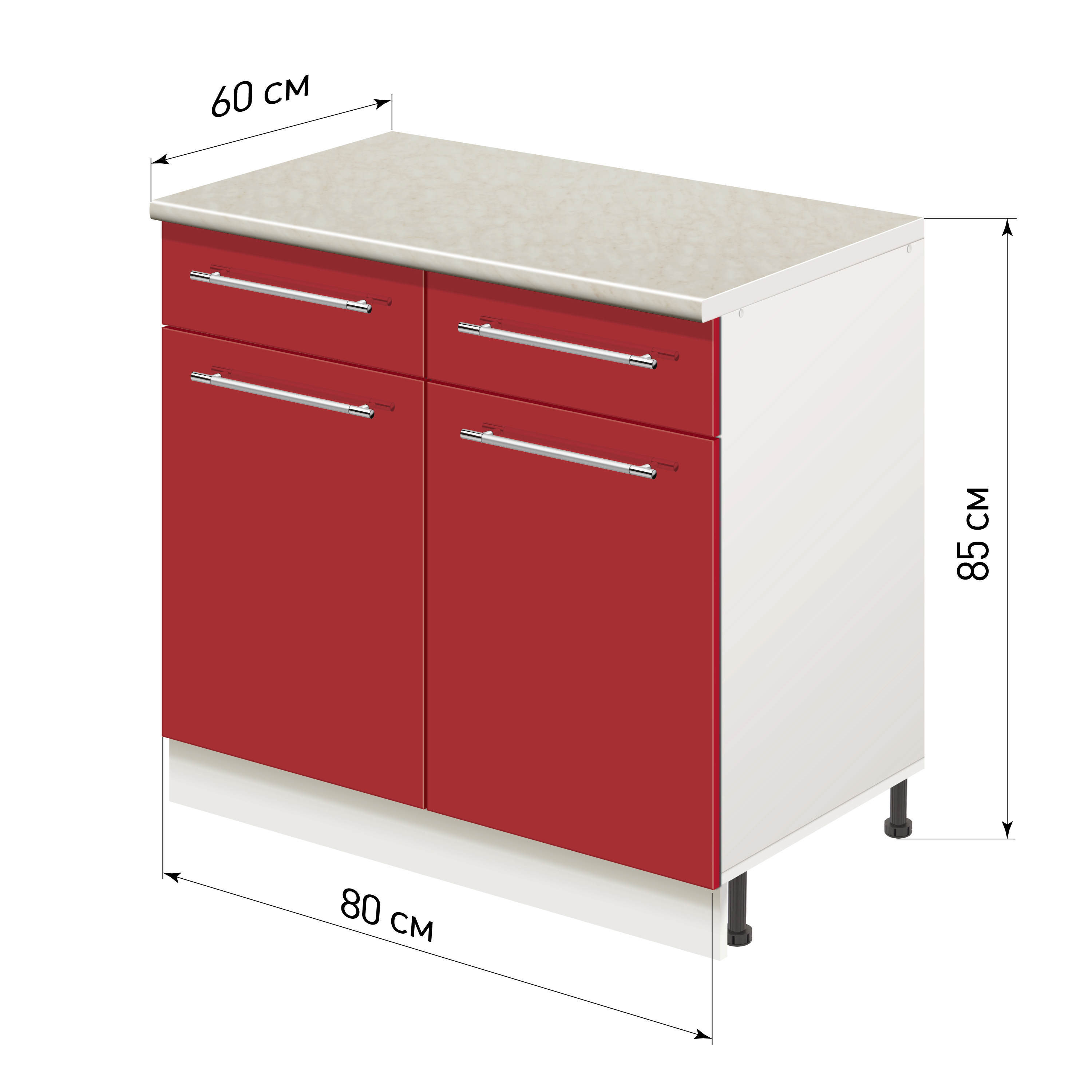 Изображение товара Напольный шкаф Лидер Modern Alto ~~ Модерн altoTY806022_KRGL 80x85x60 см ЛДСП цвет красный