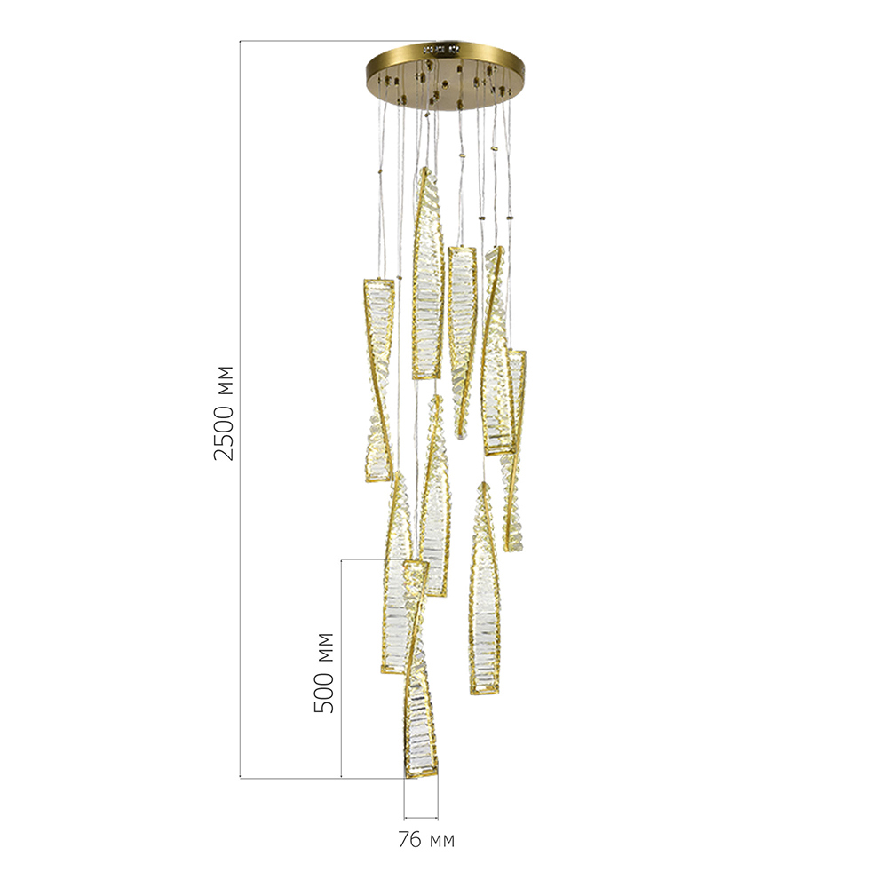 Изображение товара Подвесной светодиодный светильник ST Luce Elica SL6205 303 09 35 м² латунь стекло