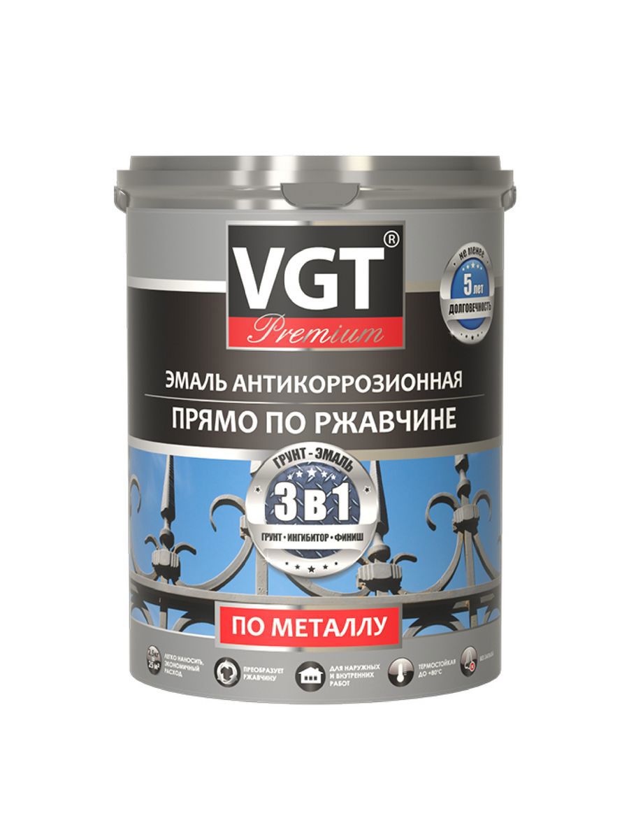 Изображение товара Грунт-эмаль 3 в 1 по металлу VGT Профи антикоррозионная травянисто-зеленая 1 кг Изображение товара Грунт-эмаль 3 в 1 по металлу VGT Профи антикоррозионная травянисто-зеленая 1 кг