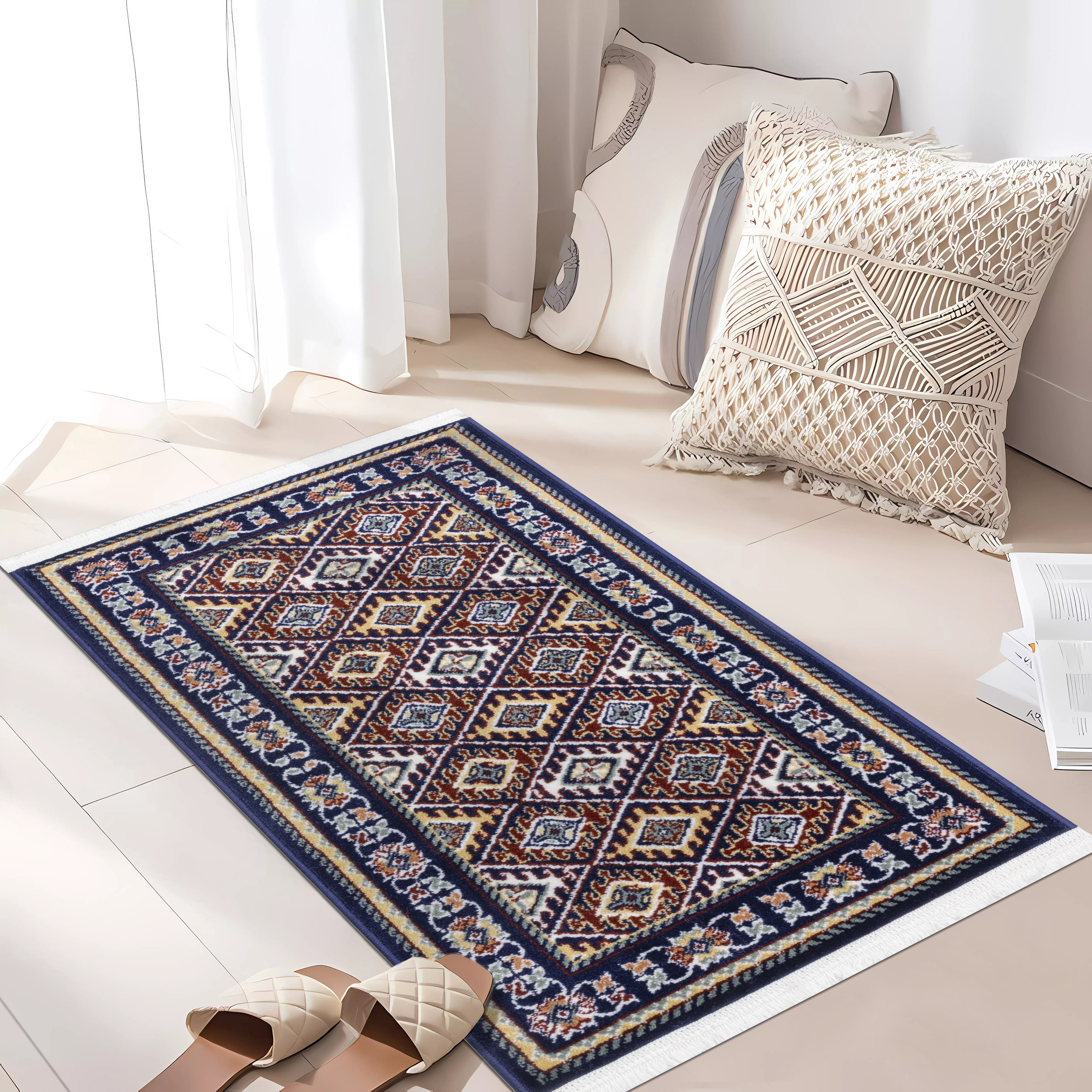 Изображение товара Прикроватный коврик Анатолия 60x110 см полипропилен синий Восточный стиль