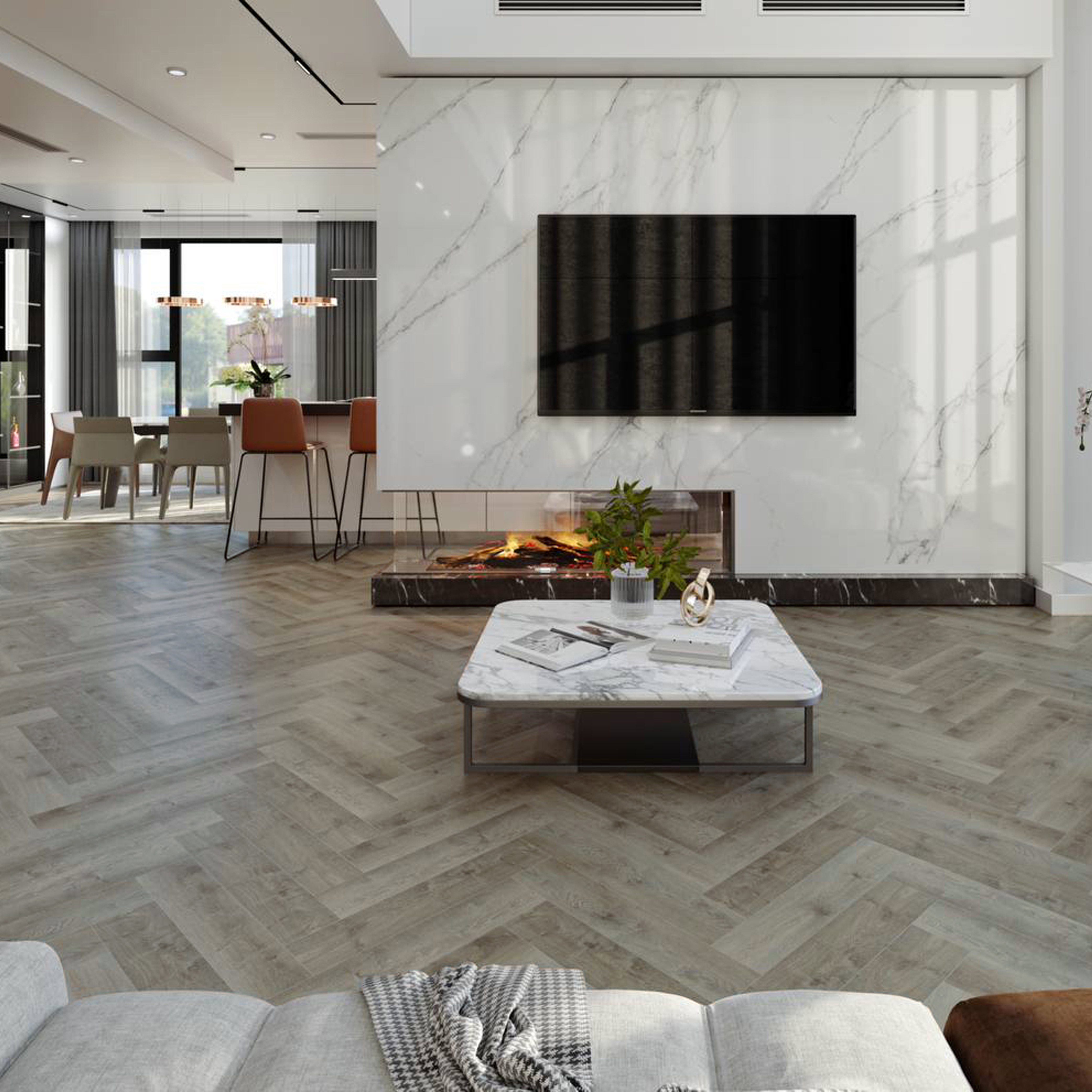 Изображение товара SPC плитка I-Floors Herringbone Дуб Танами 4 мм влагостойкая 1.95 м²