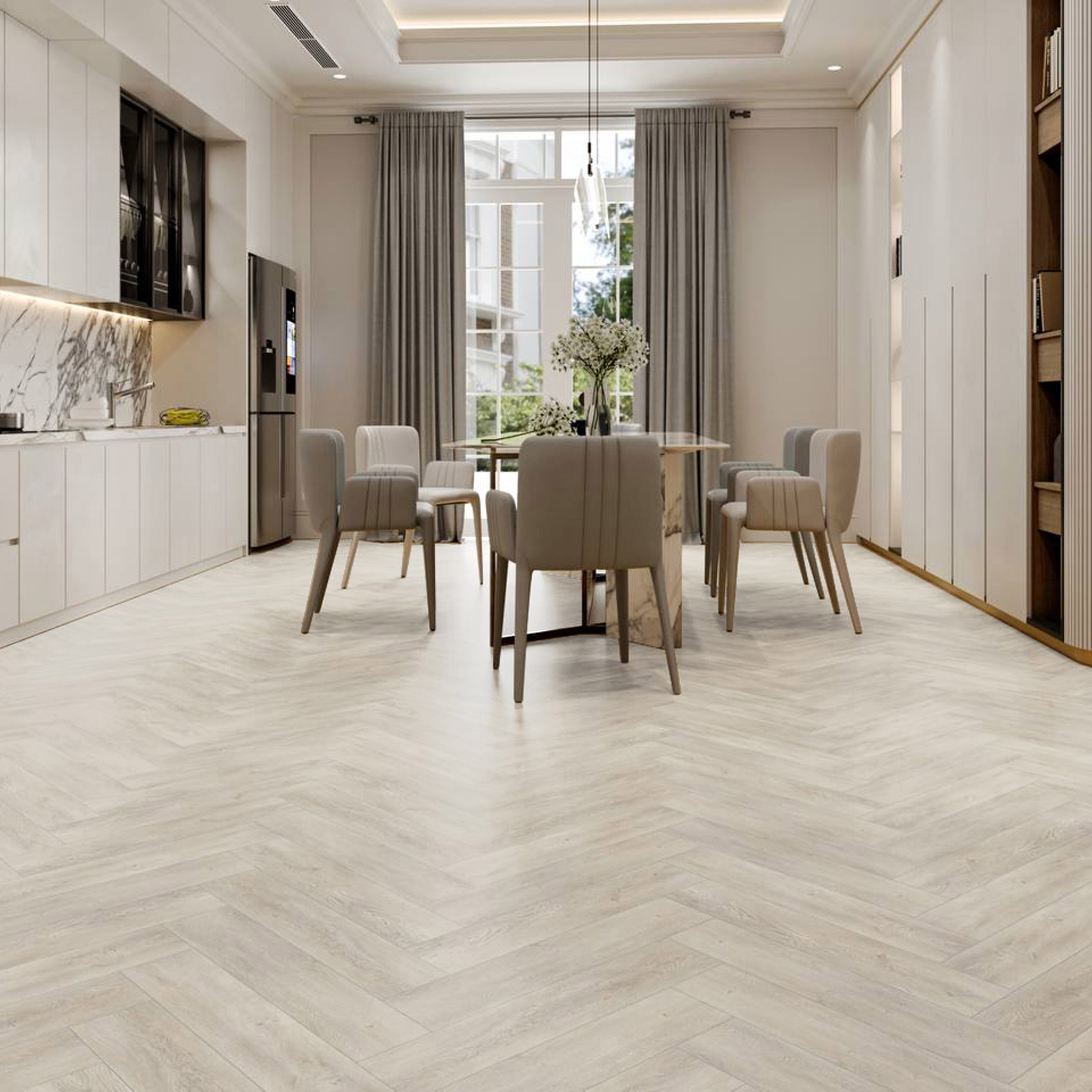 Изображение товара SPC плитка Herringbone Дуб Калахари 4 мм водостойкая Замковое соединение