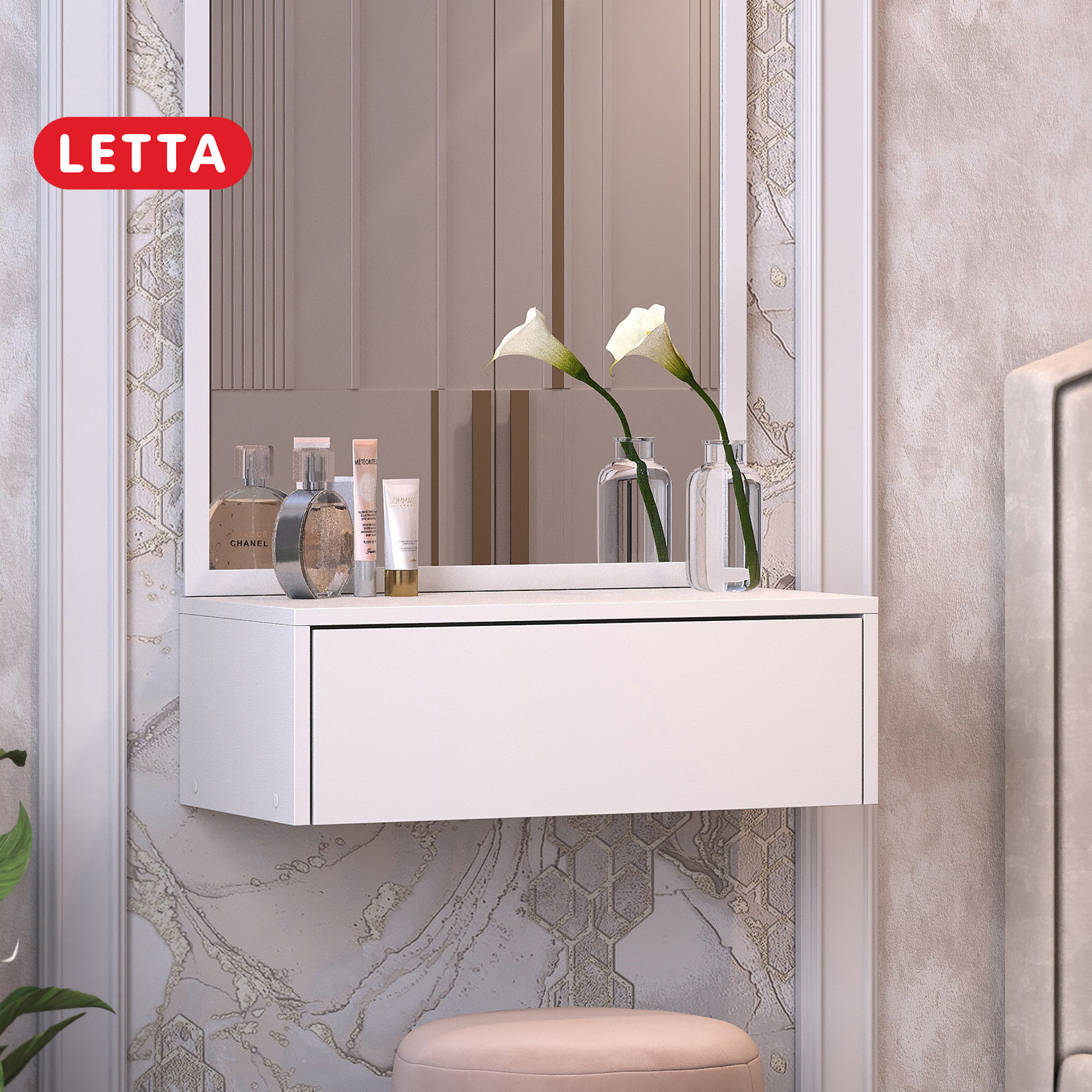 Изображение товара Консоль Letta Мальта белая 61x20x29 см с одним ящиком