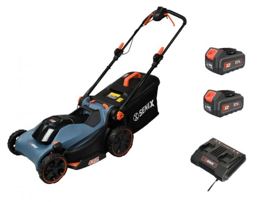 Изображение товара Садовая газонокосилка аккумуляторная Senix Lpsx2-m-eu 20В 43см 2x4Ач