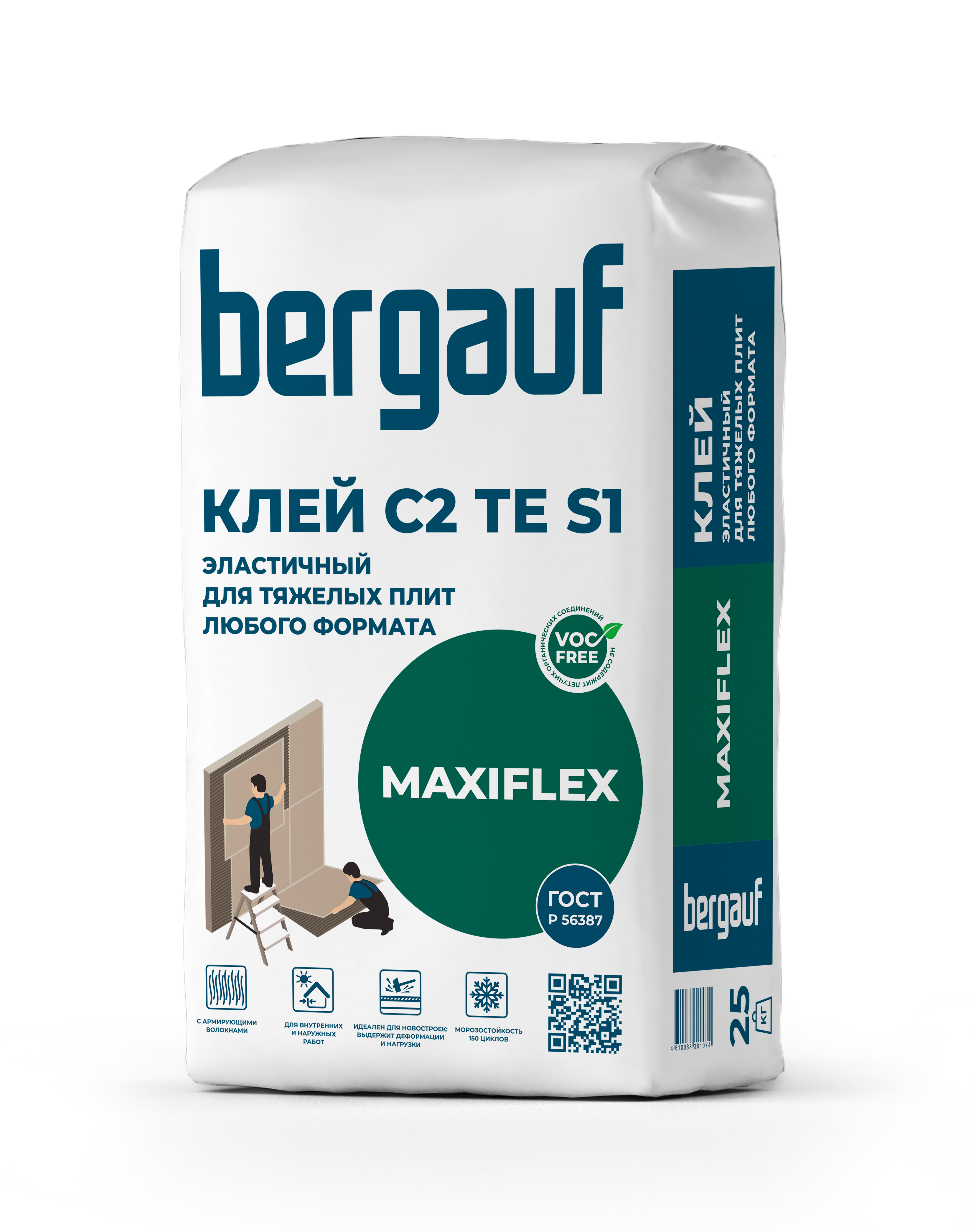 Клей для плитки Bergauf Maxiflex для тяжелых плит любого формата, 25 кг