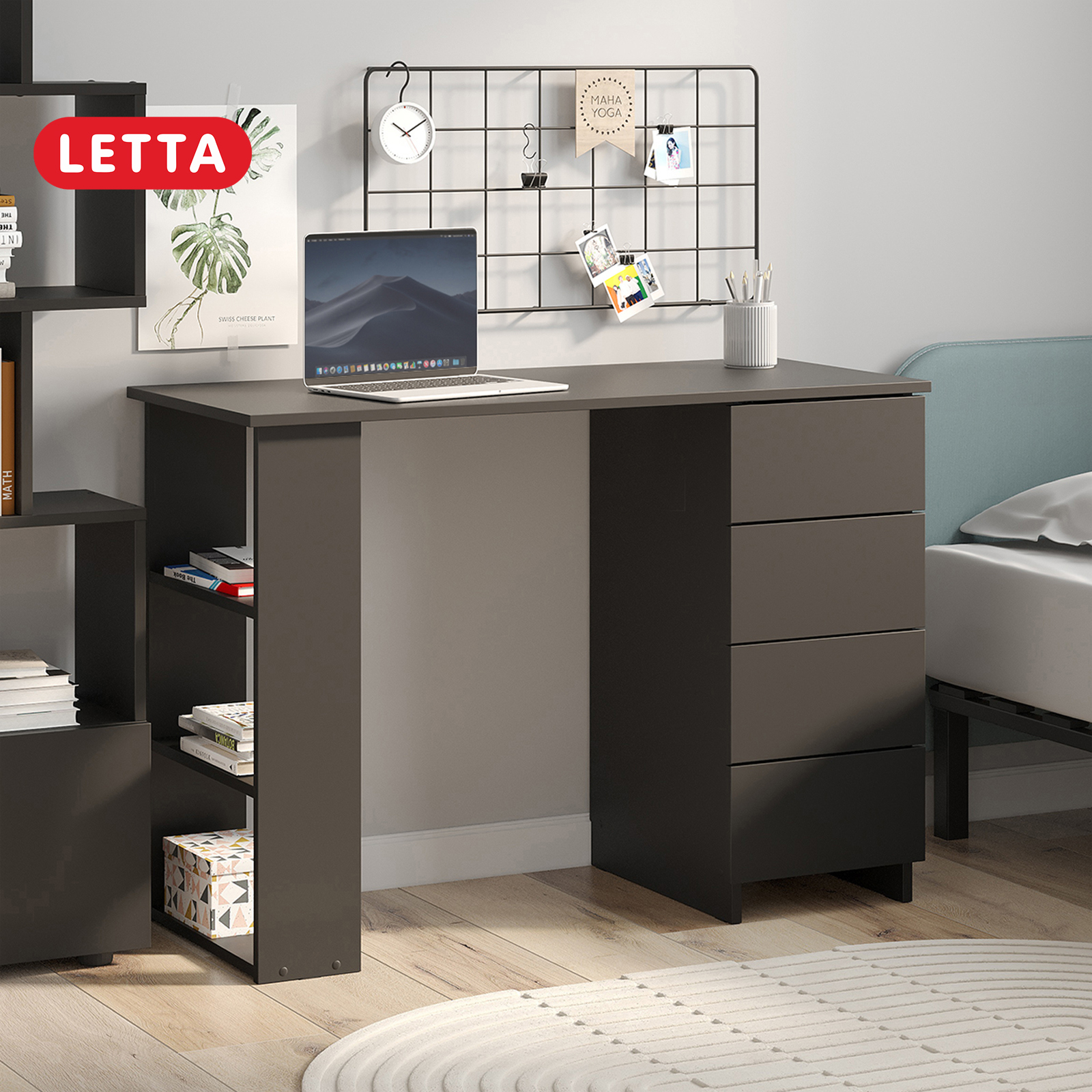 Изображение товара Стол Letta Ультра 4 ящика 106x75x45 см Черный из ЛДСП для дома и офиса