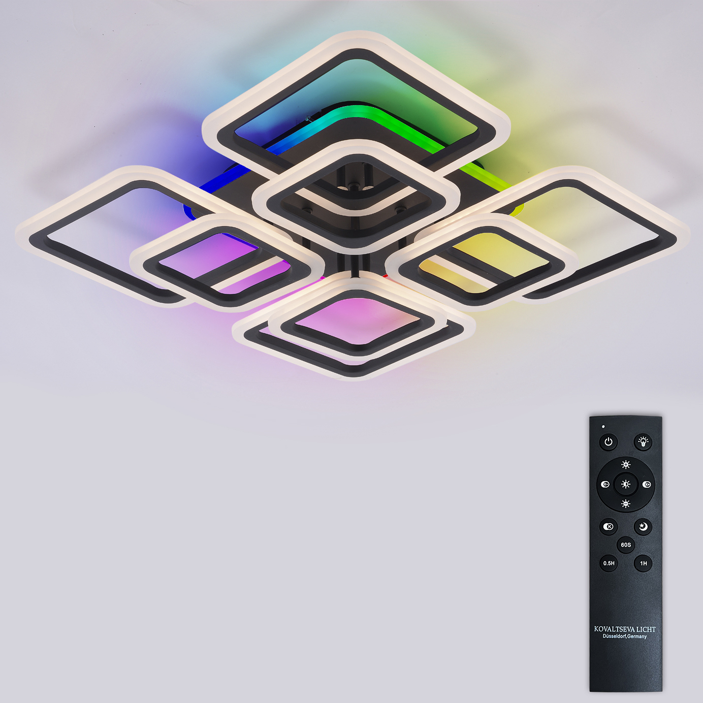 Изображение товара Люстра потолочная светодиодная Spektr с пультом управления 26 м² черный