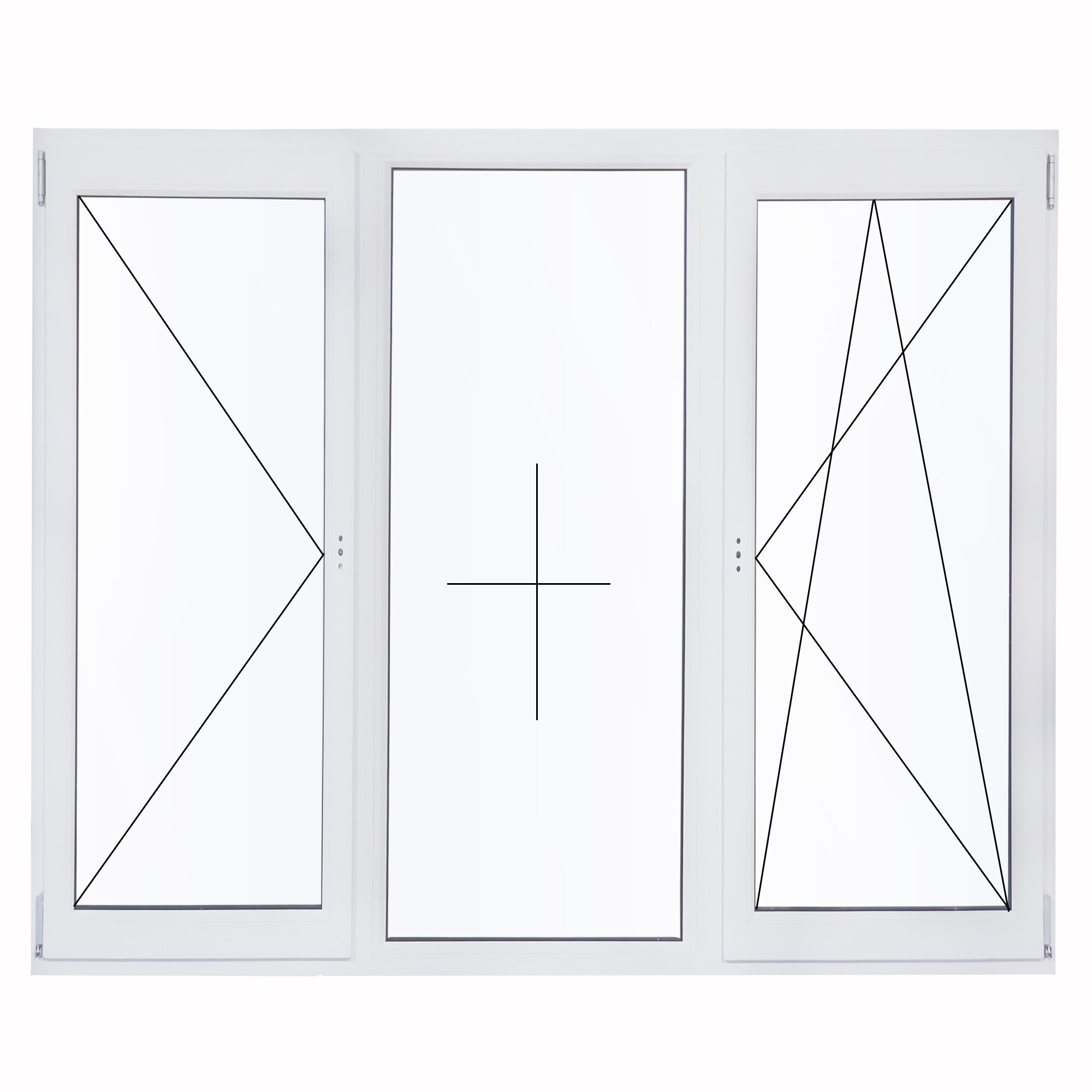 Изображение товара Окно ПВХ WHS трехстворчатое 1200x1600 мм (ВхШ) двухкамерный стеклопакет белый (с двух сторон)