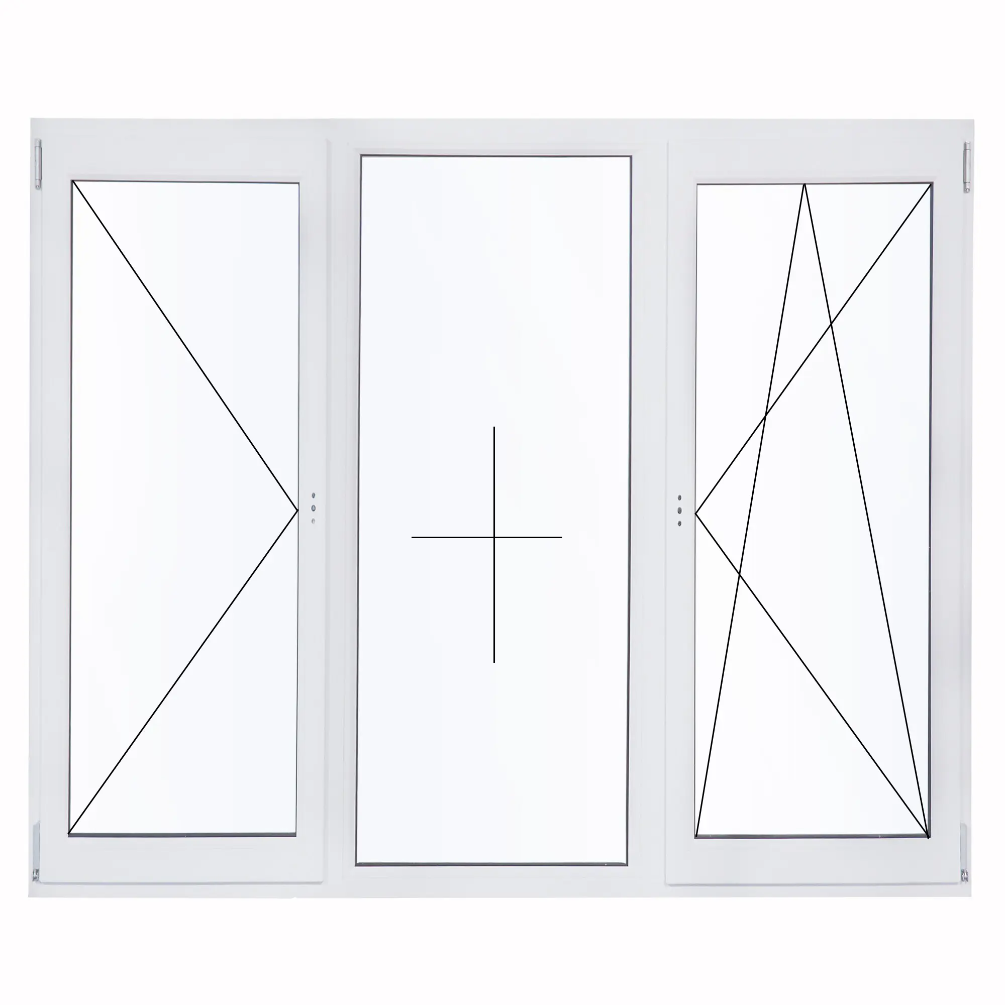 Окно ПВХ WHS трехстворчатое 1200x1600 мм (ВхШ) двухкамерный стеклопакет белый (с двух сторон)