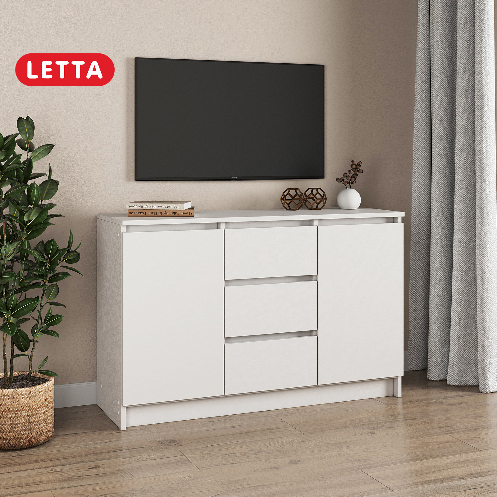 Изображение товара Комод Letta City 3 ящика 105x35x67 см ЛДСП цвет белый