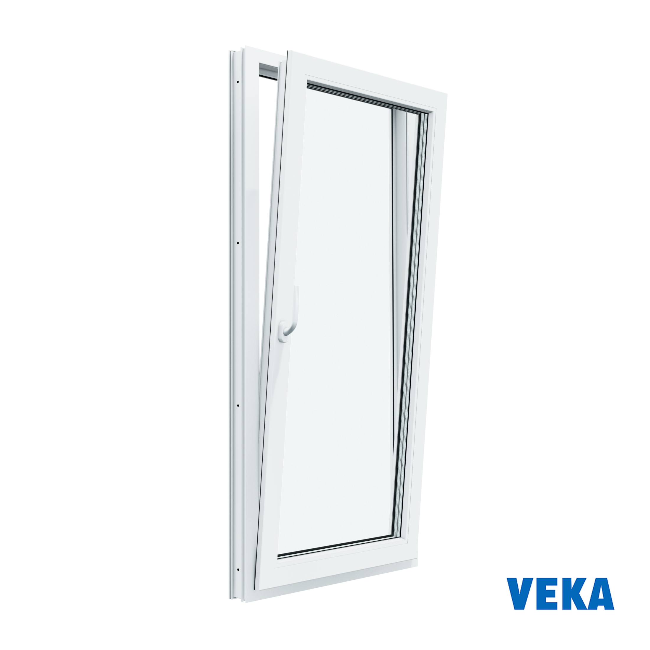 Изображение товара Пластиковое окно ПВХ Veka одностворчатое правое 1250x600мм (ВхШ) однокамерный стеклопакет