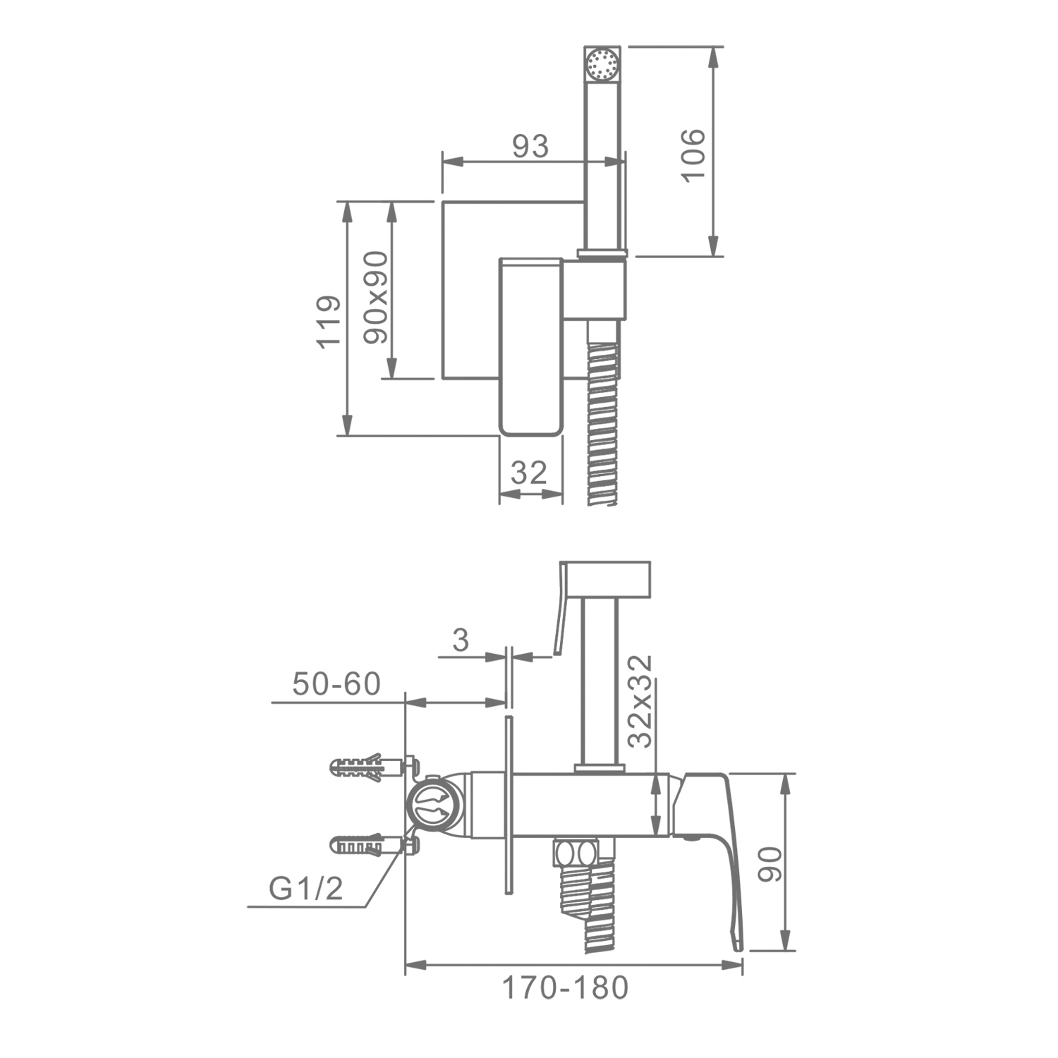 Изображение товара Смеситель для гигиенического душа встраиваемый RAGLO ХРОМ R01.52