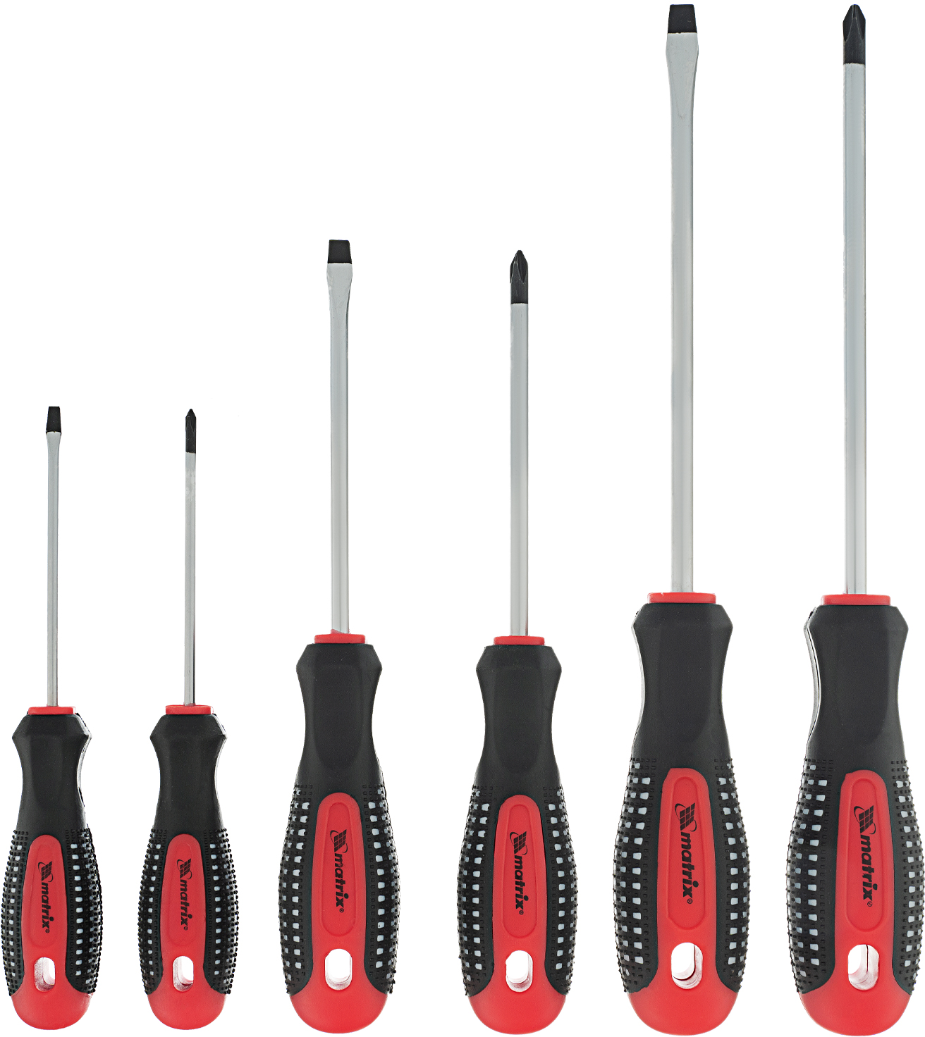 Изображение товара Набор отверток Matrix 13351, 6 шт. с магнитными наконечниками и рифленой рукояткой