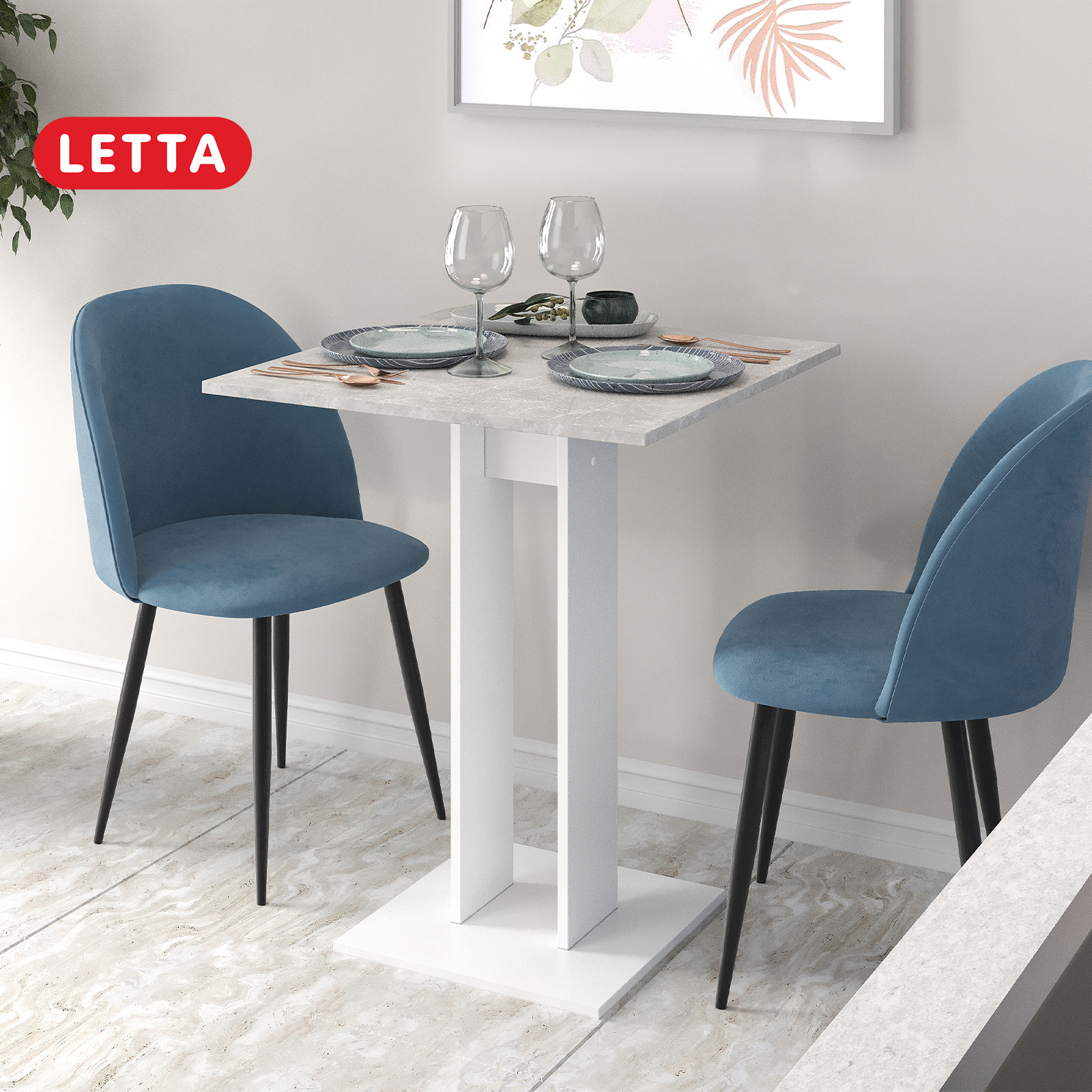 Изображение товара Стол квадратный Letta Мальта лайт 65x65 см ЛДСП цвет белый/серый