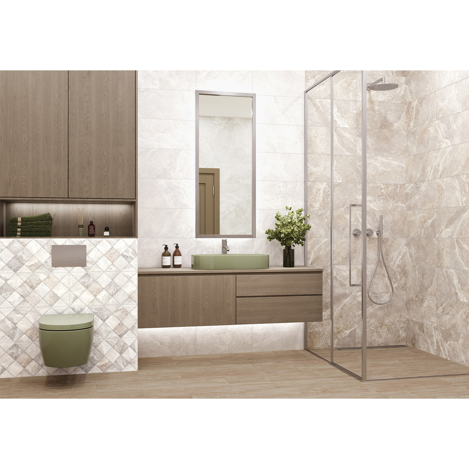 Изображение товара Настенная декоративная плитка Alma ceramica Persey TWU2550PRS14 24.9x50 см бежевый рельефный эффект