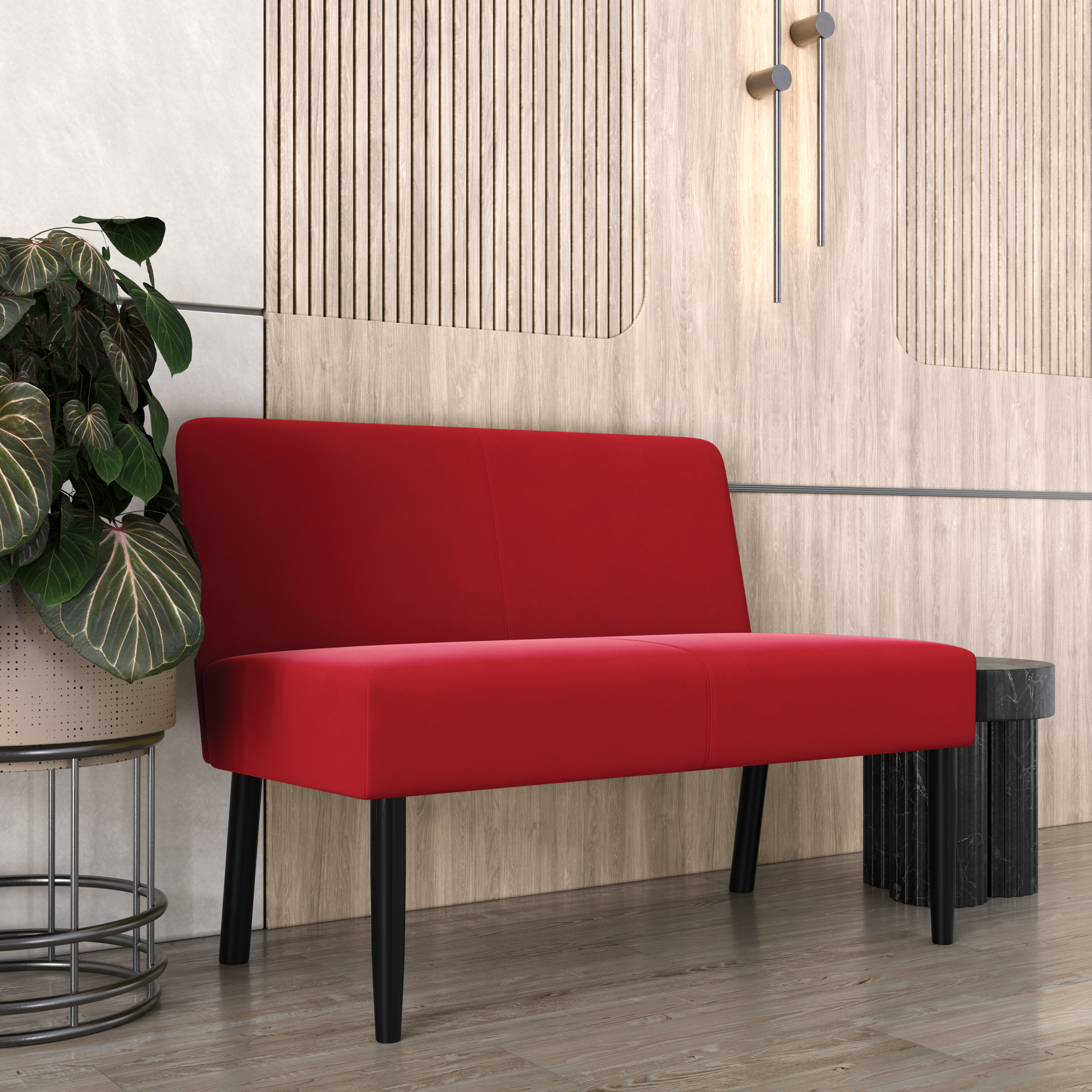 Изображение товара Диван Мюнхен 2-местный компактный из велюра красный Россия