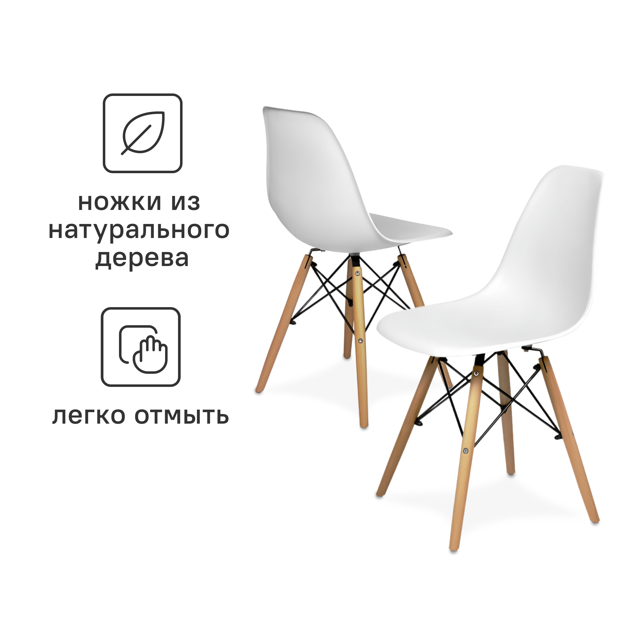 Изображение товара Комплект стульев 2 шт Ridberg DSW белый скандинавский дизайн