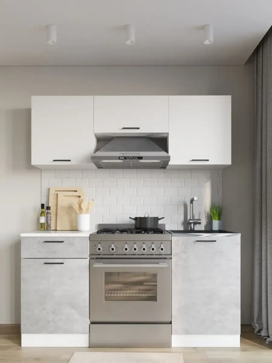 Изображение товара Кухонный гарнитур Дсв мебель Дуся 160x140.6x60 см ЛДСП цвет белый, цемент