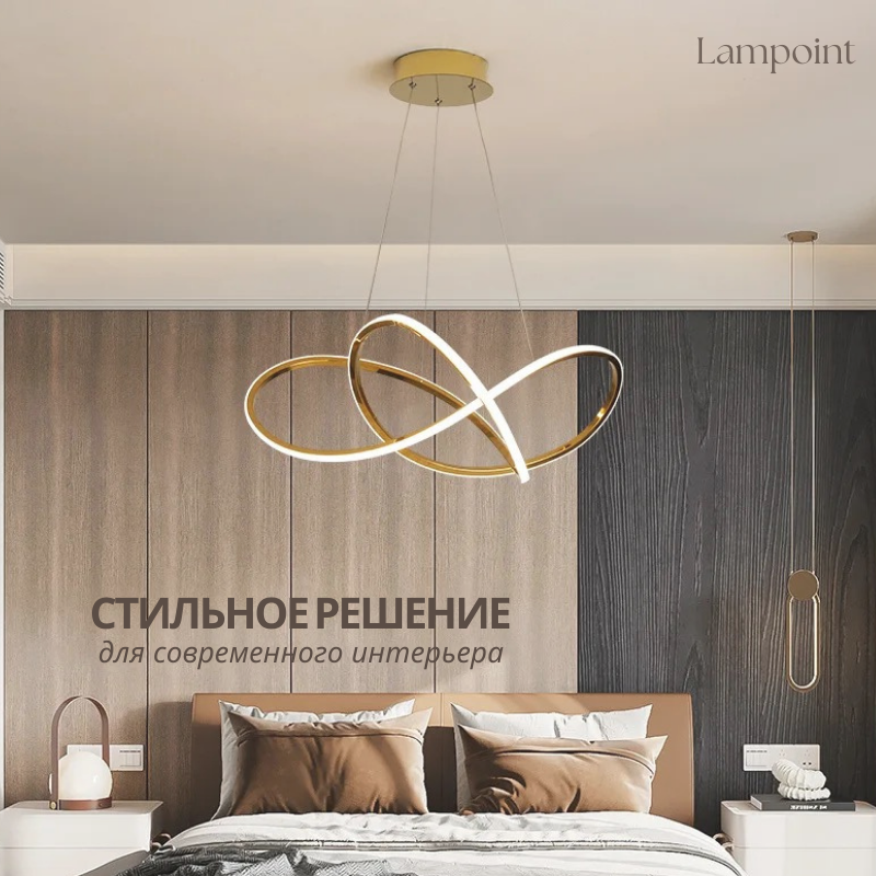 Изображение товара Люстра подвесная светодиодная lampoint Yq-9007 15 м² холодный белый (голубой) свет цвет золото