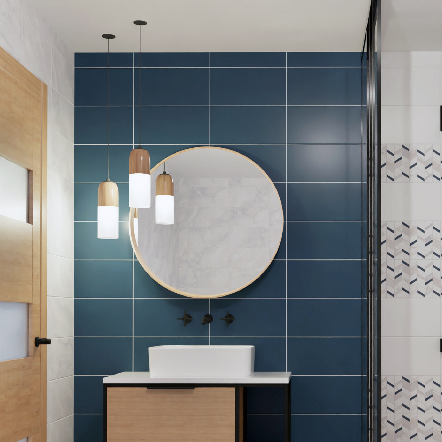 Изображение товара Плитка настенная KREAFORTA Mersey Mono 20x40 см 1.2 м² матовый цвет синий